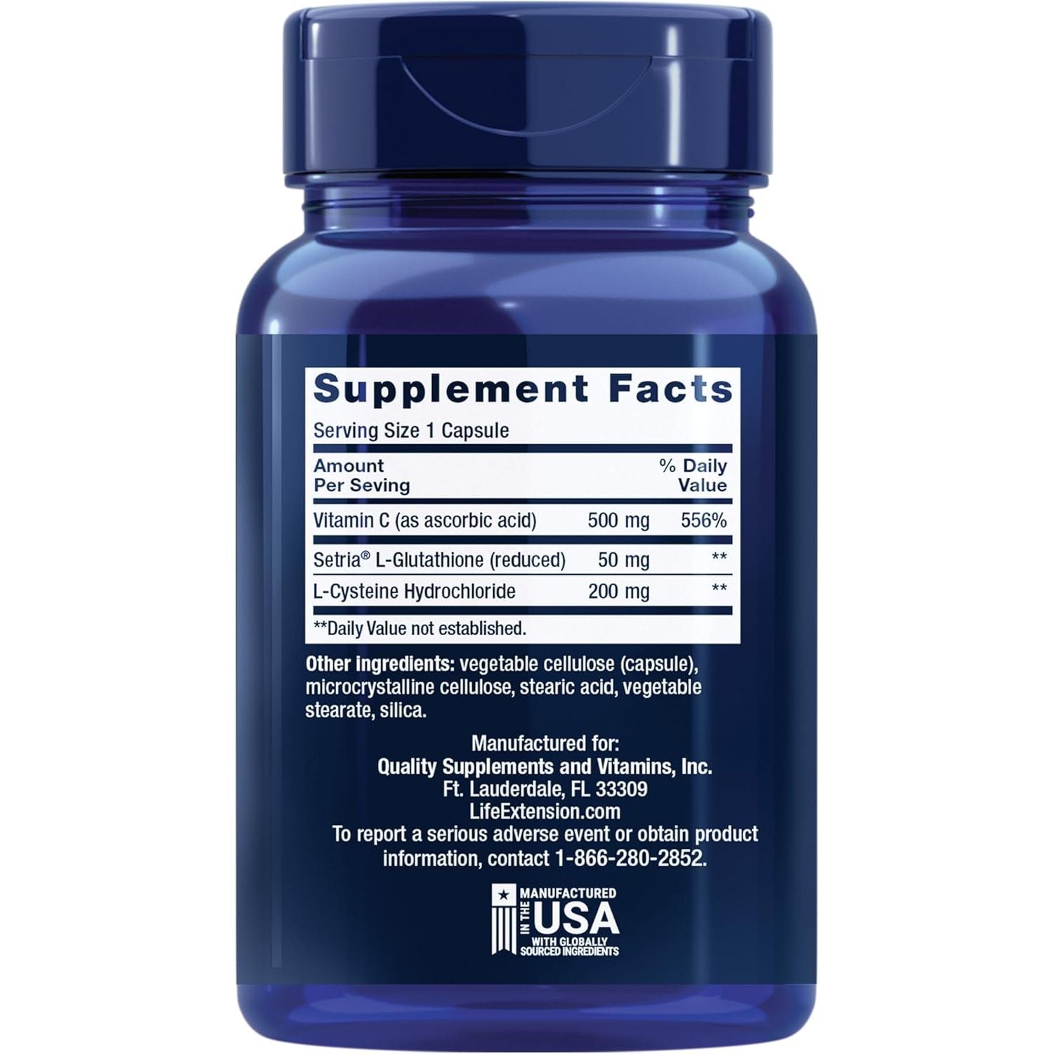 Glutathione, Cysteine & C, 500 Mg of Vitamin C, Powerful Antioxidant Supplement to Support Liver Health, Gluten-Free, Non-Gmo, 100 Capsules