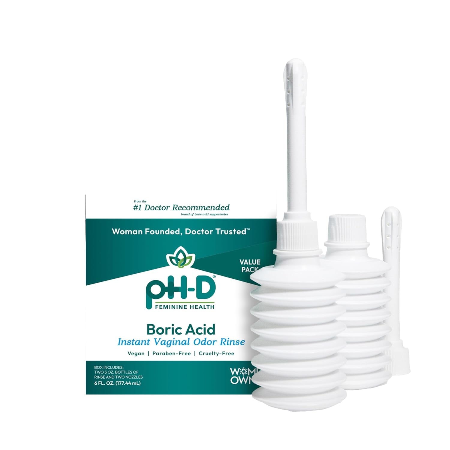 pH-D Feminine Health Boric Acid Odour Rinse – Instant Vaginal Odour Control | Vegan & Paraben-Free | 2 x 90ml, (3 Fl Oz, Pack of 2)