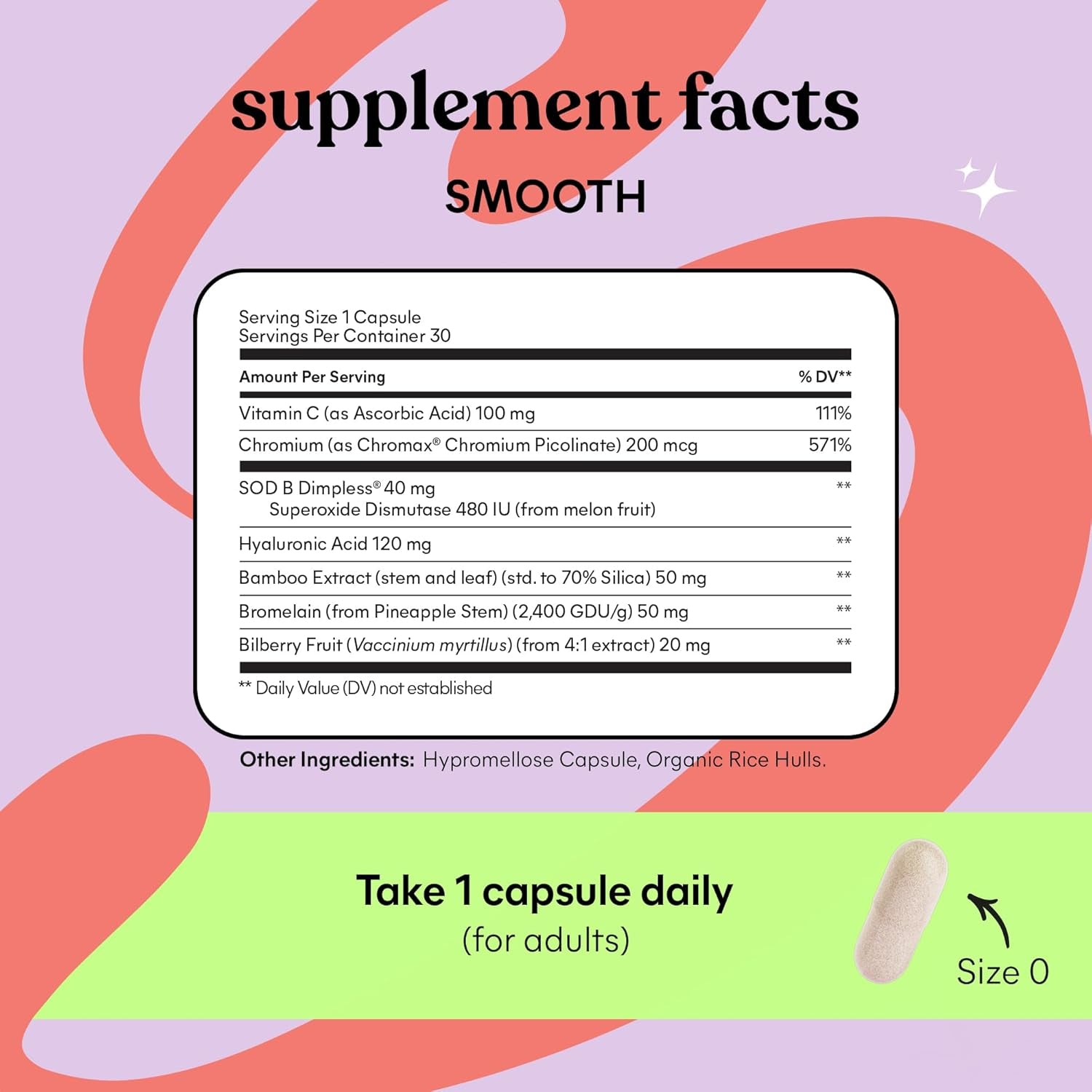 Smooth anti Cellulite Capsules for Women, Smooth Legs & Thighs, Reduce Cellulite & Crepey Skin W/Clinically Studied SOD & Silica (1 Month Supply 30 Ct)