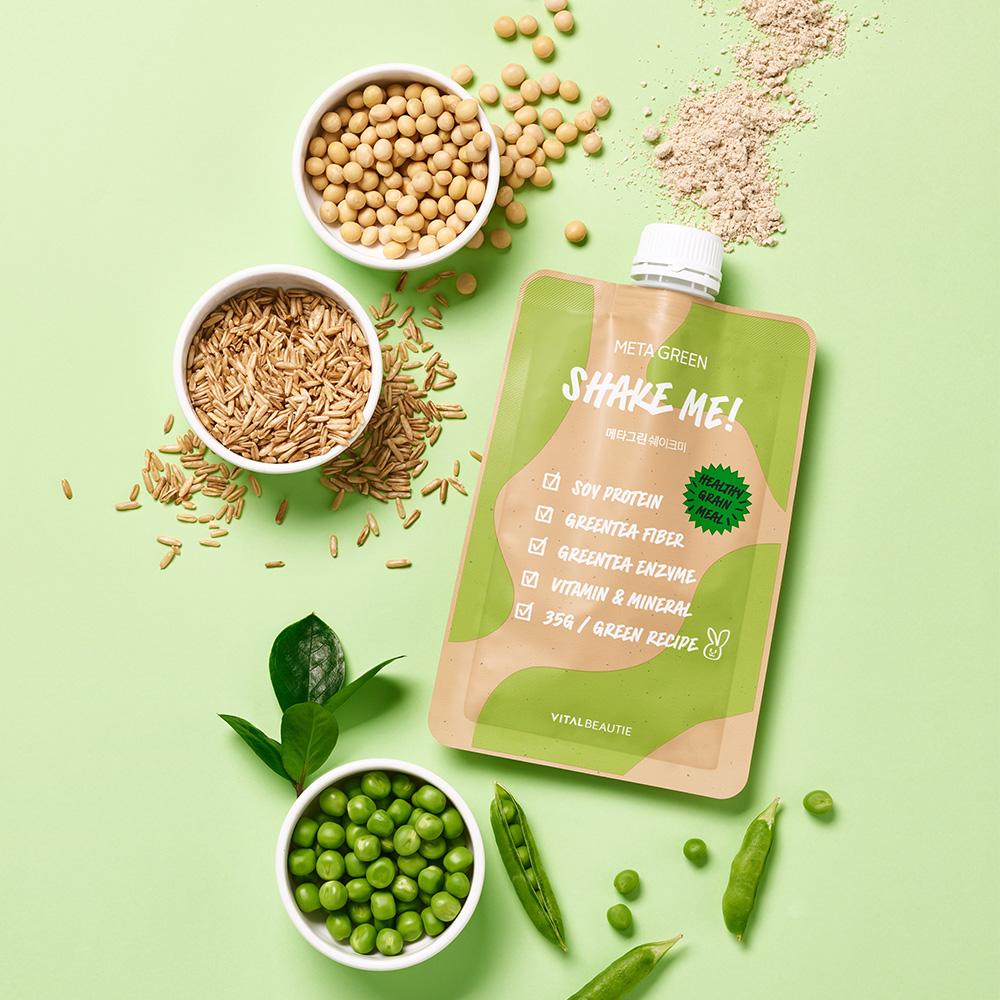 VitalBeautie Meta Green Shake Me 35g x 7 unidades - Sustituto de comida nutritivo premium