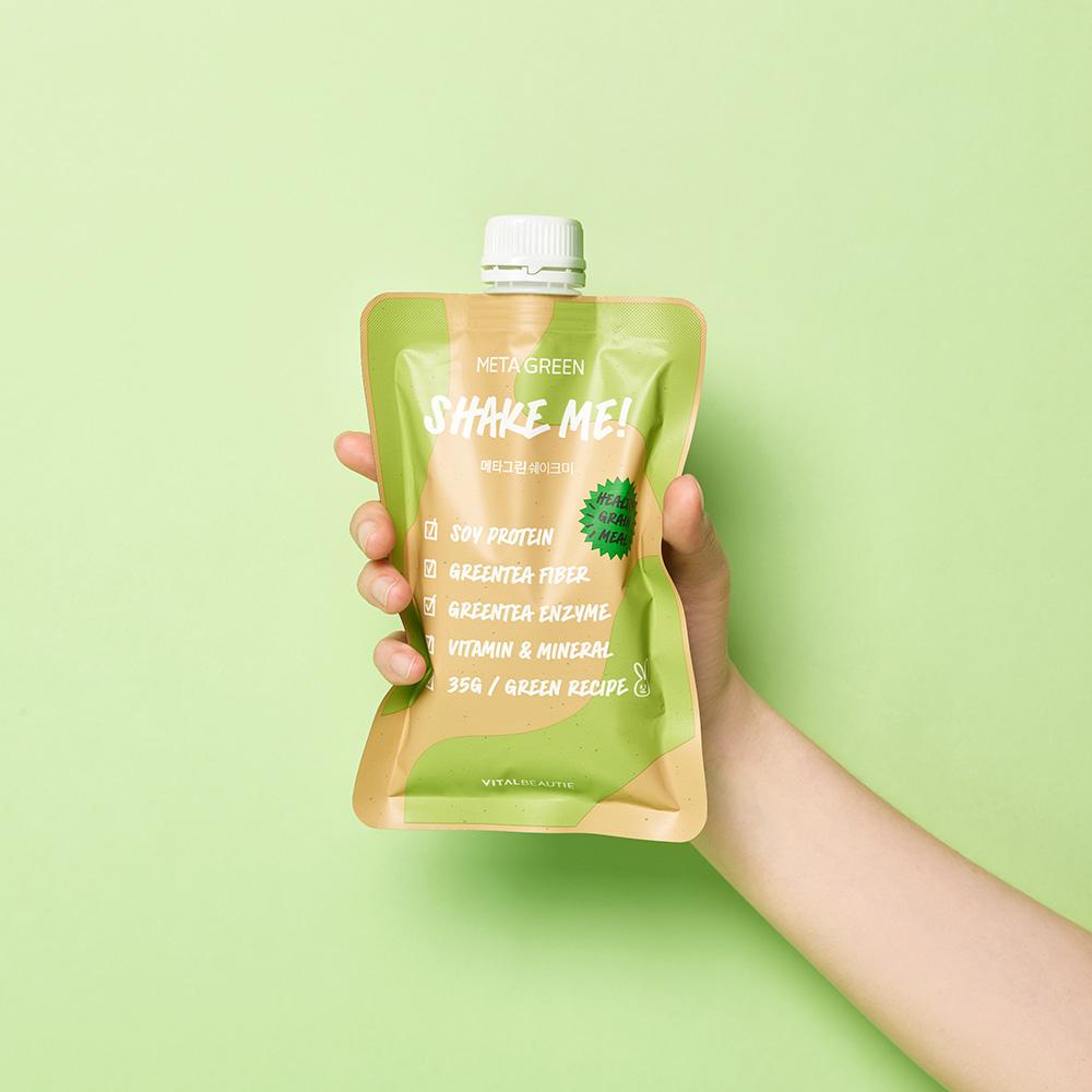 VitalBeautie Meta Green Shake Me 35g x 7 unidades - Sustituto de comida nutritivo premium