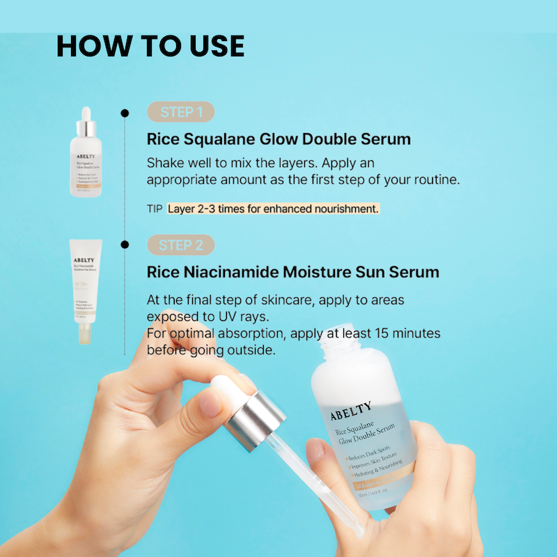 Abelty Rice Squalane Glow Double Serum 50ml – Brillo Iluminador