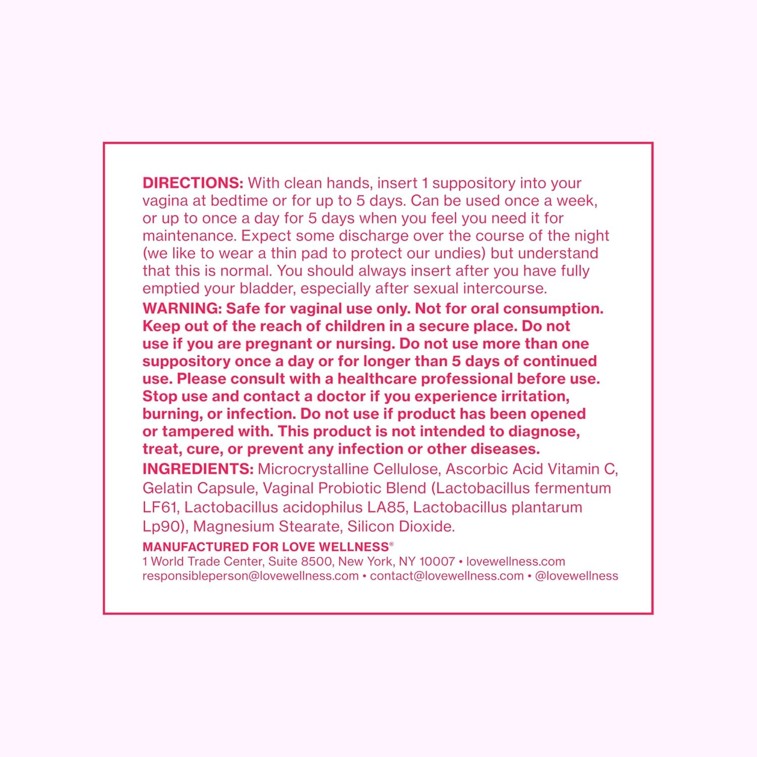 Love Wellness Flora Power | Vaginal Probiotic Suppositories with Vitamin C | Supports Ph Balance & Vaginal Health | Fragrance-Free, Non-Gmo & Paraben-Free | 10 Count