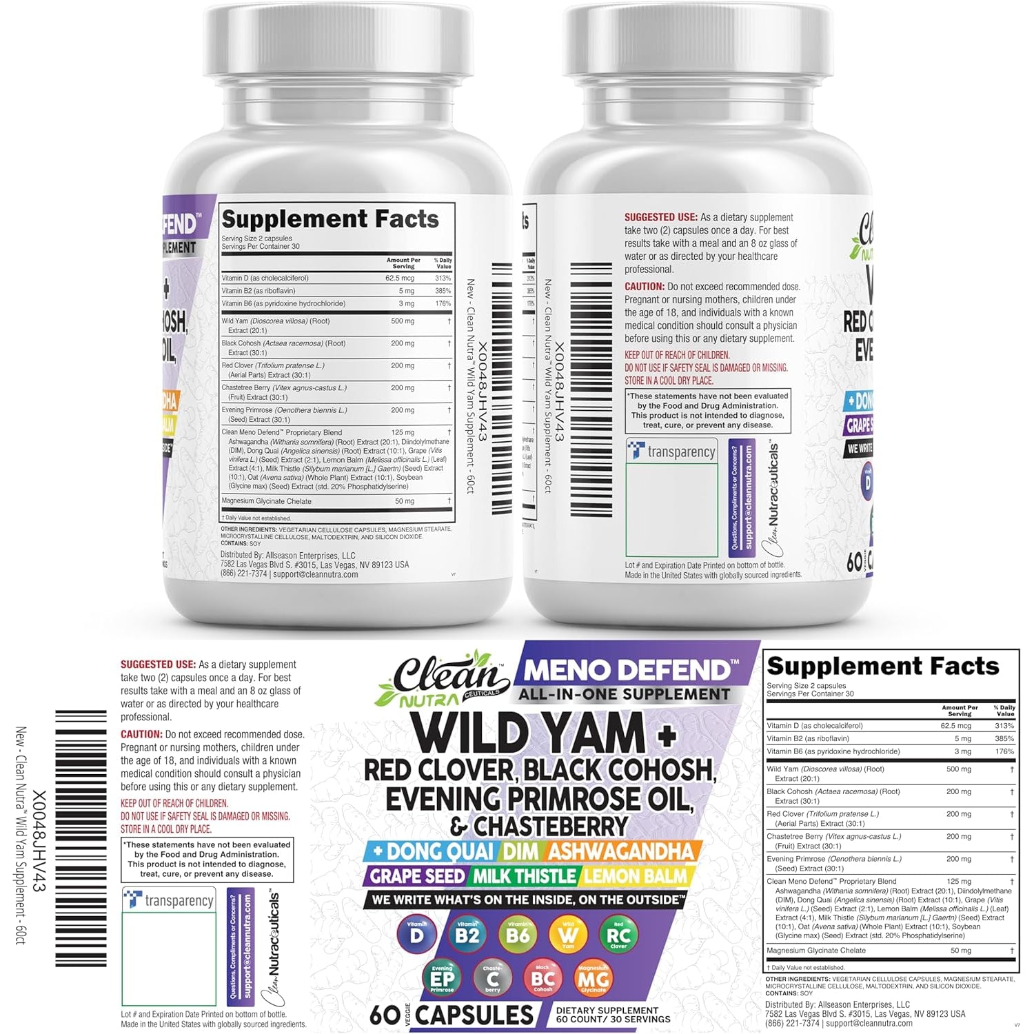 Clean Nutraceuticals Women's Hormone Balance Complex – 60 Capsules | Wild Yam, Black Cohosh, Dong Quai, DIM & Ashwagandha | Menopause & Hormonal Wellness Support