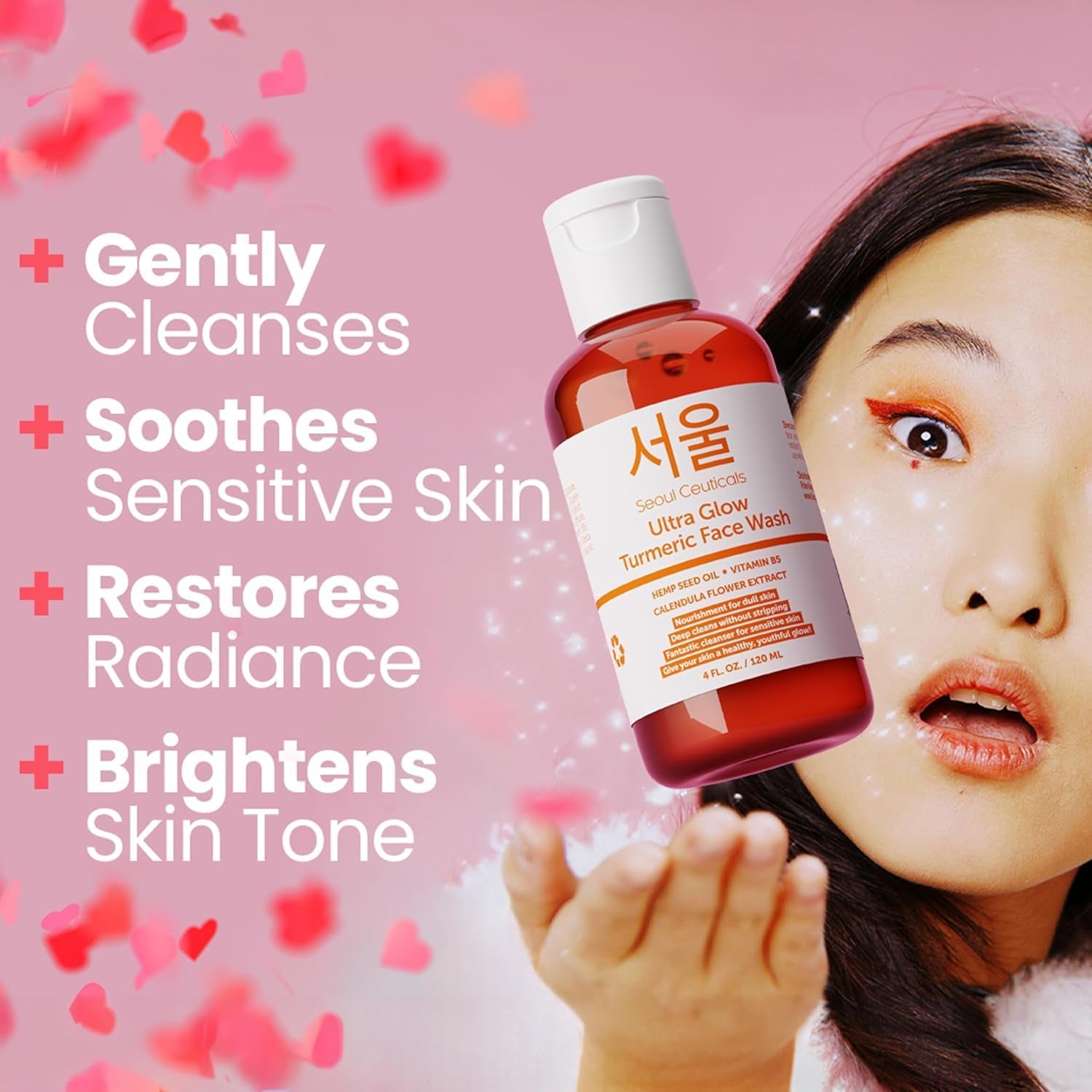 SeoulCeuticals Korean Turmeric Face Wash – Vegan Brightening Cleanser for Dry & Sensitive Skin | K-Beauty | 120ml