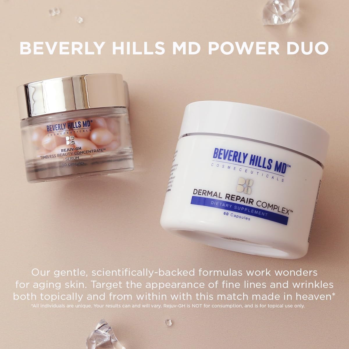 Beverly Hills MD Power Duo Set – Dermal Repair Complex & Rejuv-GH Timeless Beauty Concentrate | Firm, Youthful, Radiant Skin Inside & Out