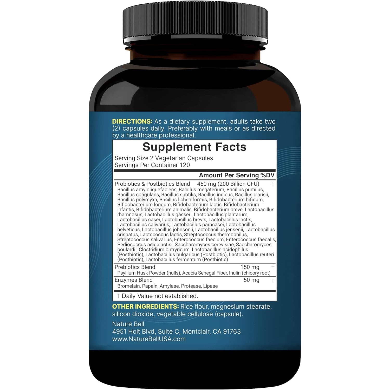 Naturebell Probiotic 200 Billion CFU – 40 Strains with Prebiotics & Digestive Enzymes for Gut & Immune Health | Full Spectrum | 240 Capsules