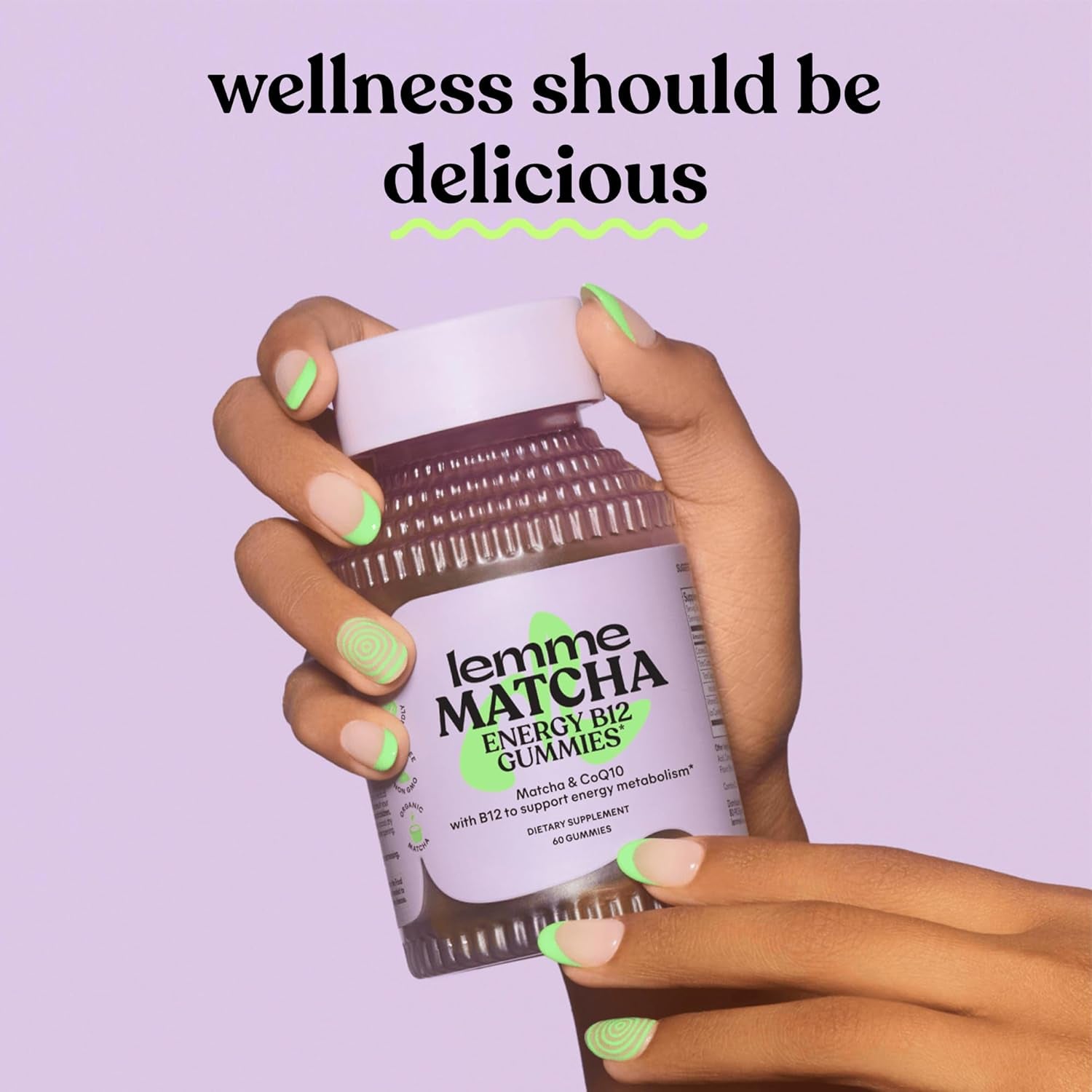 Matcha Superfood Energy Gummies with Organic Matcha Green Tea, Vitamin B12 and Antioxidant Coenzyme Q10 to Support Cellular Energy, Metabolism & Healthy Skin - Gluten Free, Non GMO (60 Count)