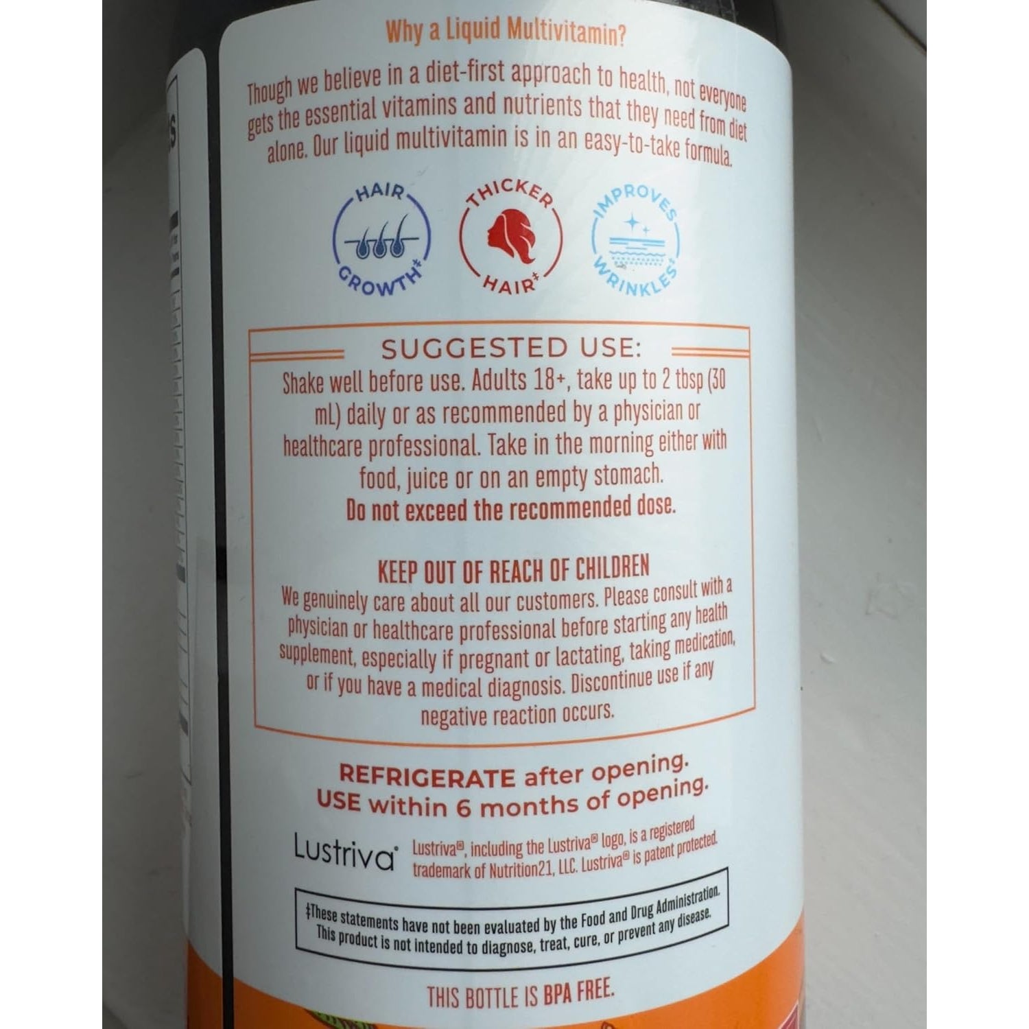 MARYRUTH'S Liquid Multivitamin+Hair Growth | Clinically Tested for Thicker Hair & Facial Wrinkles in Women | Biotin 10000Mcg | Lustriva Hair Growth Supplement | Skin Care | Age 18+ | 30 Fl Oz