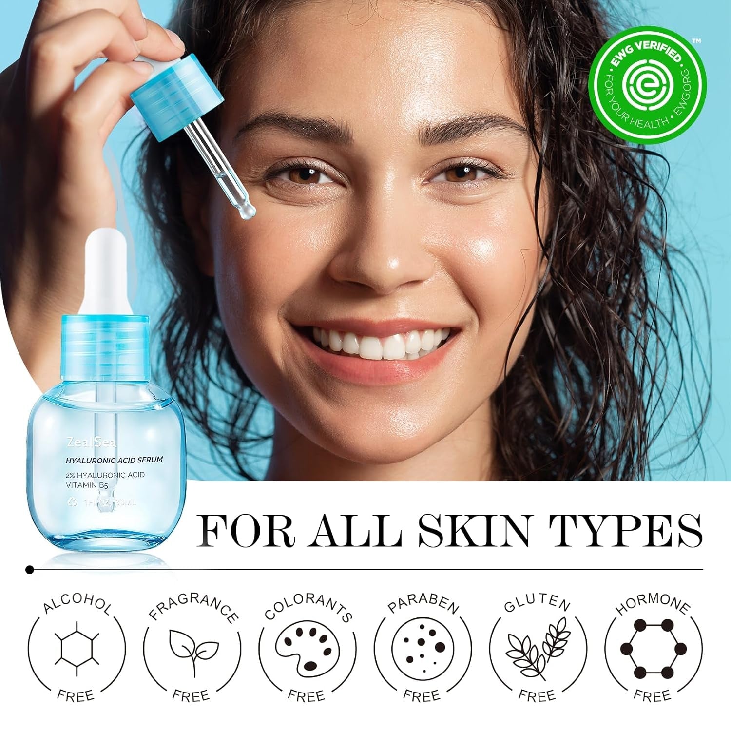 ZealSea Hyaluronic Acid Serum – 30ml | 4D EWG-Certified Hydration Boost for Plump, Youthful Skin