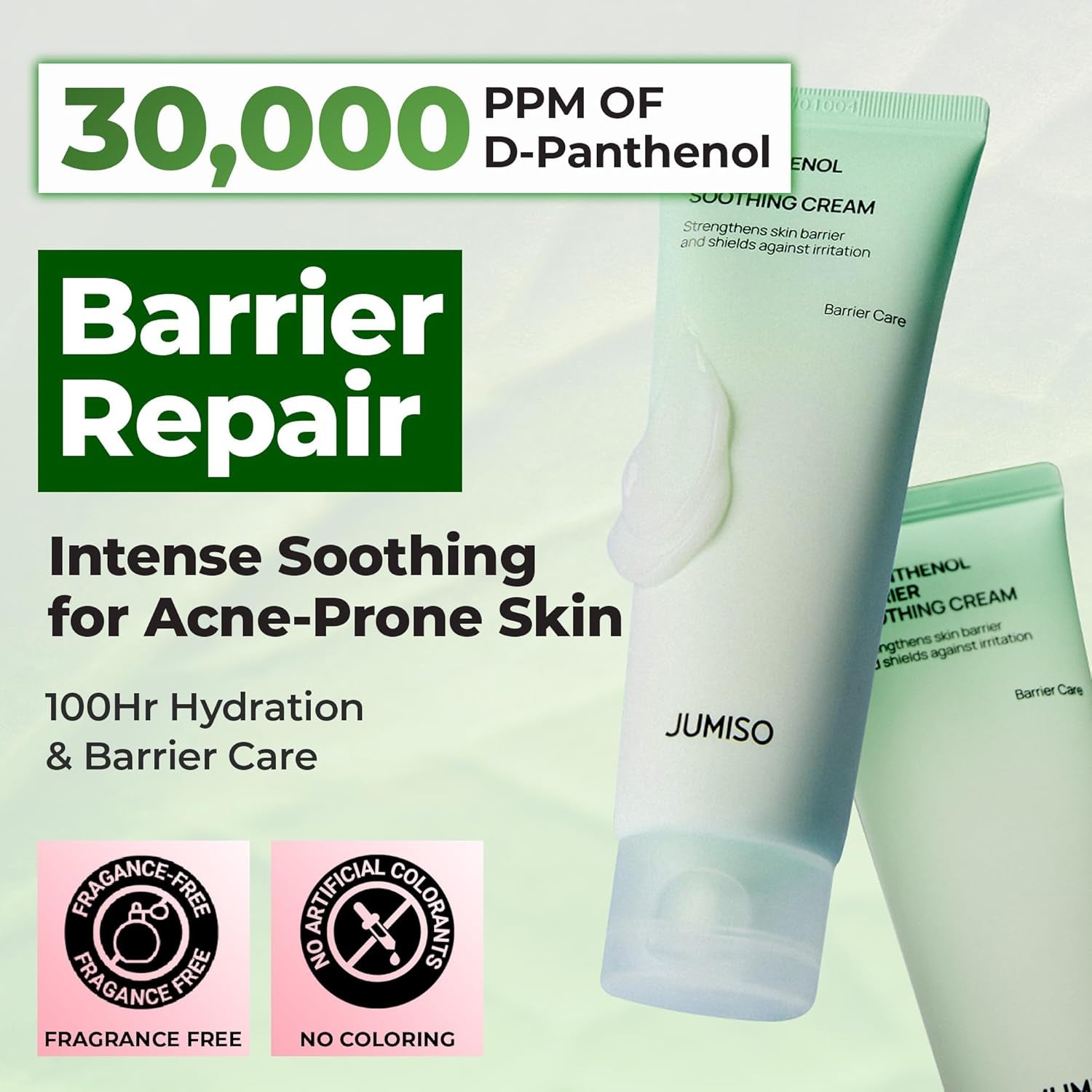 JUMISO Panthenol Ceramide Barrier Repair Cream for Sensitive Skin – 5-Ceramide + D-Panthenol Soothing Gel Moisturizer with Cica, Madecassoside, Squalane, Lightweight, Non-Greasy 2.71 Fl Oz