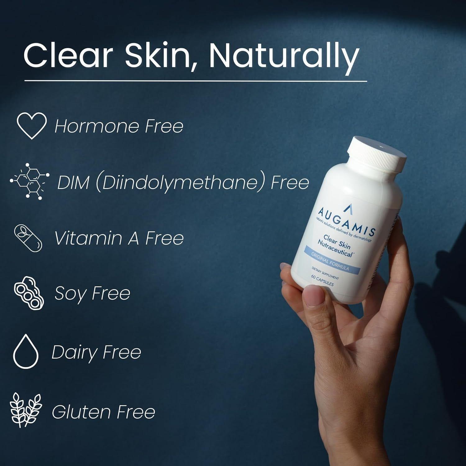 Augamis Clear Skin Nutraceutical Original Formula – 60 Capsules | DIM-Free Hormonal & Nodular Acne Support