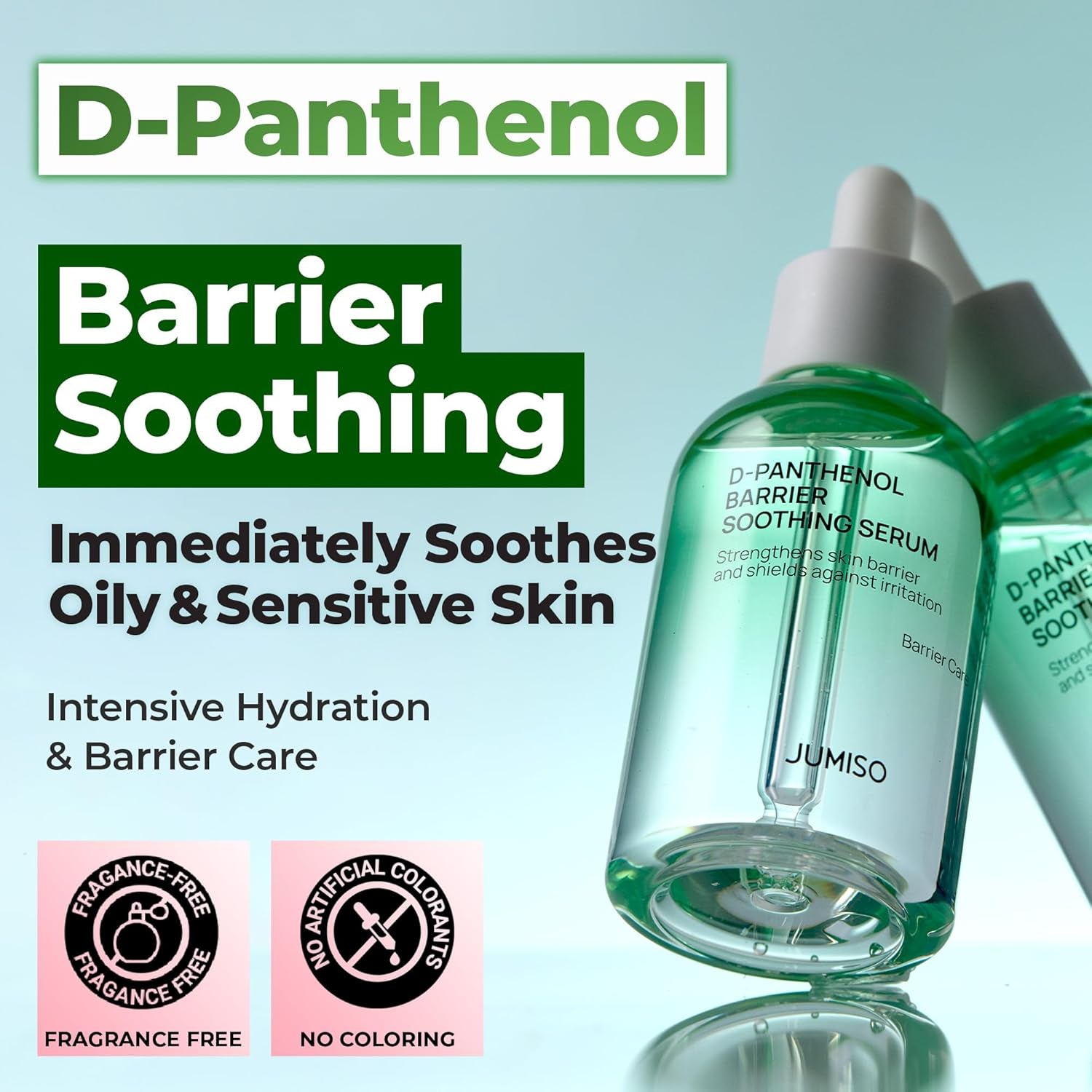 JUMISO D-Panthenol Hydrating Serum – 10 Types Hyaluronic Acid for Oily Dehydrated Sensitive Skin – Cooling Watery Texture, Non-Sticky, BHA + Niacinamide Pore Care – Fragrance-Free, Jumbo 2.37 Fl Oz