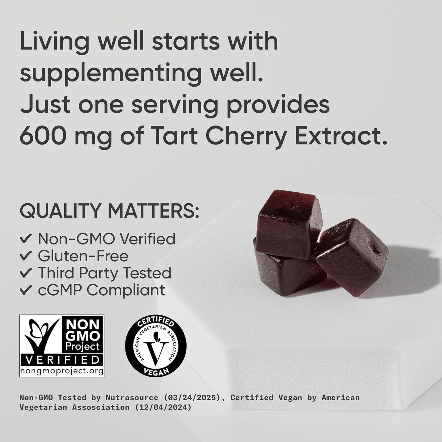 Sports Research® Tart Cherry Gummy Supplements | 600Mg of Nordiccherry™ | Enhanced Workout Recovery | Sugar and Sugar Alcohol Free - 60 Gummies for Adults, 1 Month Supply