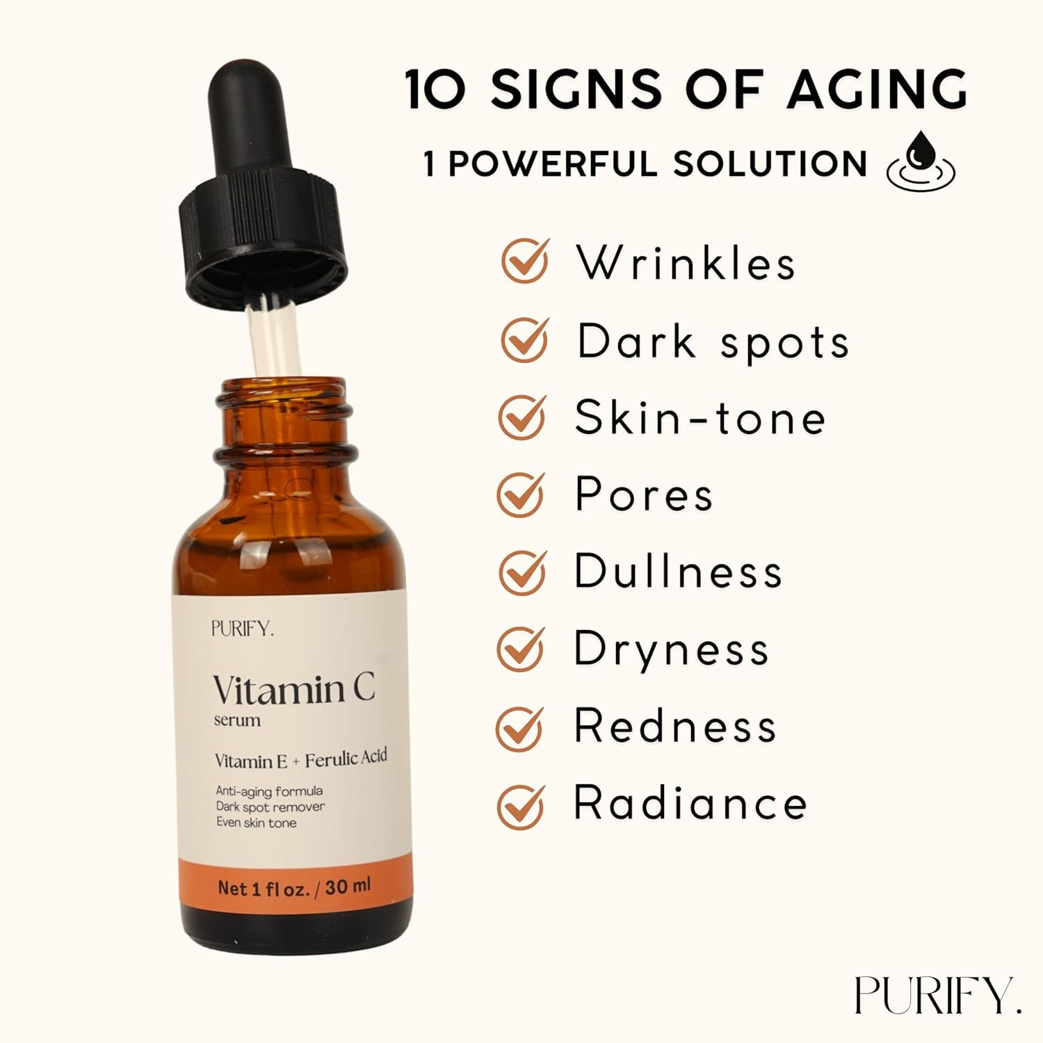 Purify. Vitamin C Serum – 30ml | Brightening, Anti-Aging & Antioxidant Protection with 3-O-Ethyl Ascorbic Acid