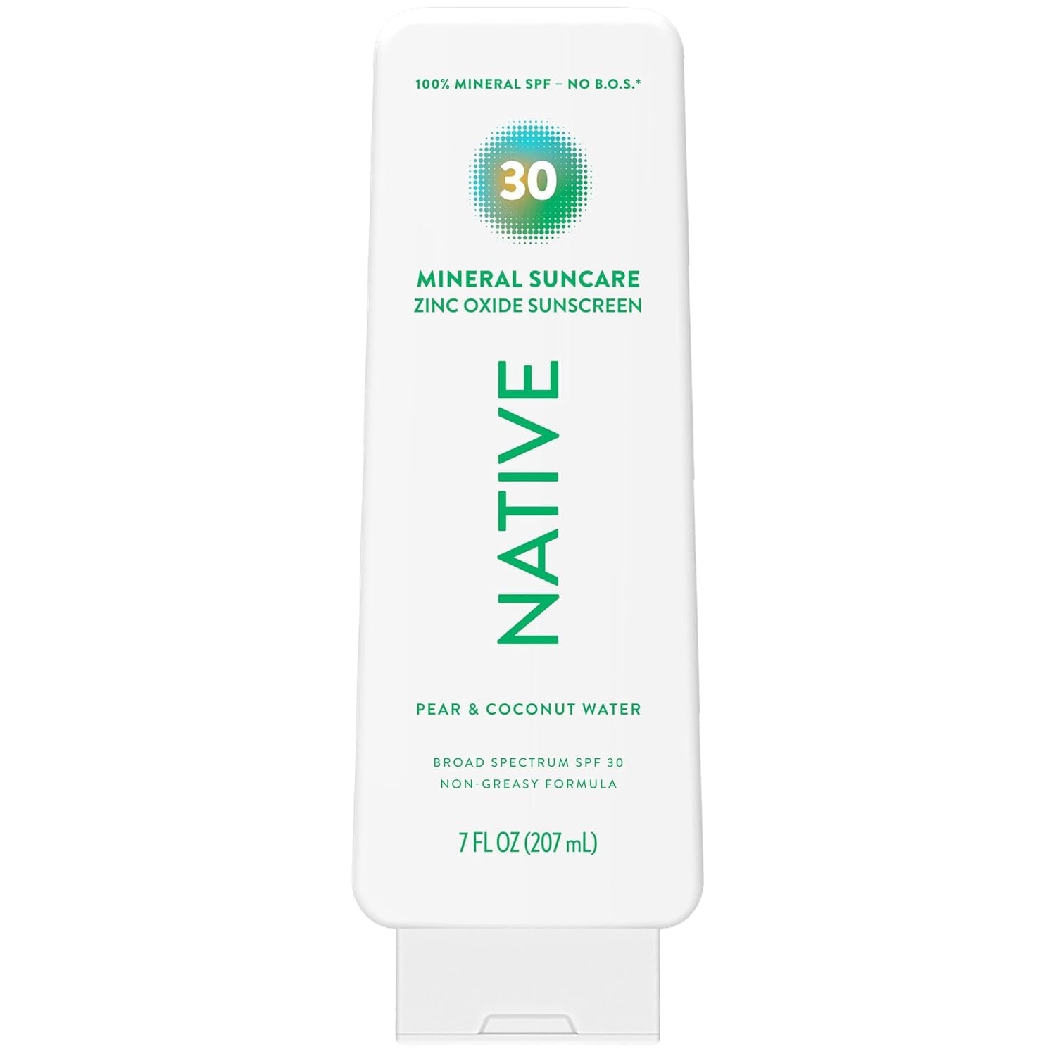 Sunscreen Lotion Pear & Coconut Water SPF 30, 100% Mineral SPF for Face & Body Broad Spectrum UVA UVB for Men & Women, Suitable for Sensitive Skin & Hawaii Compliant, Lightweight, 7Oz