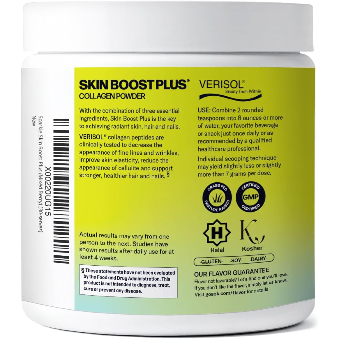 Sparkle Wellness Skin Boost Plus Mixed Berry – 30 Servings | VERISOL Collagen Peptides, Vitamin C & Hyaluronic Acid | Hair, Skin & Nail Health