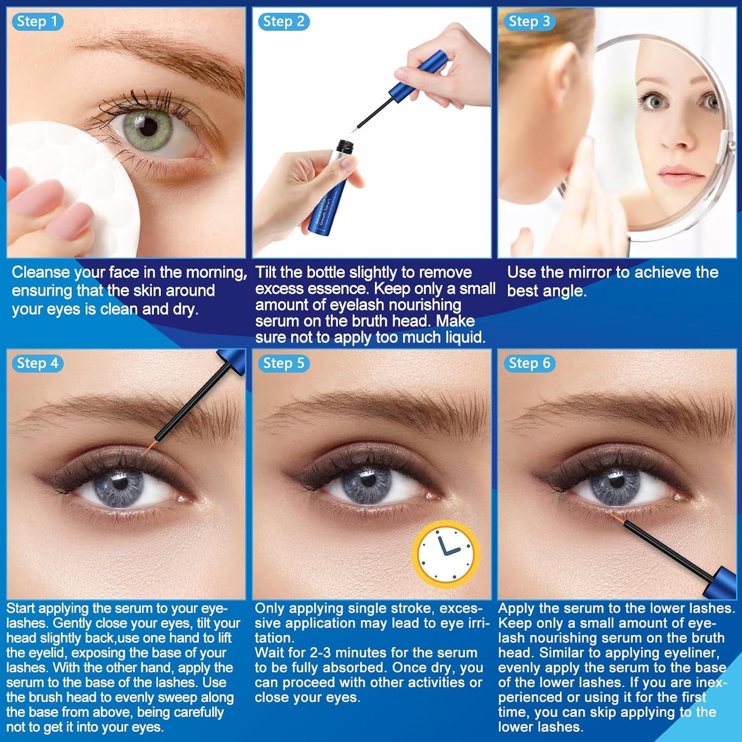 Advanced Eyelash Growth Serum for Lash: Premium Lash Enhancer for Natural Thicker and Longer Lashes – Booster for Enhanced Eyelash Thicknes 3Ml (Deepsea Blue)