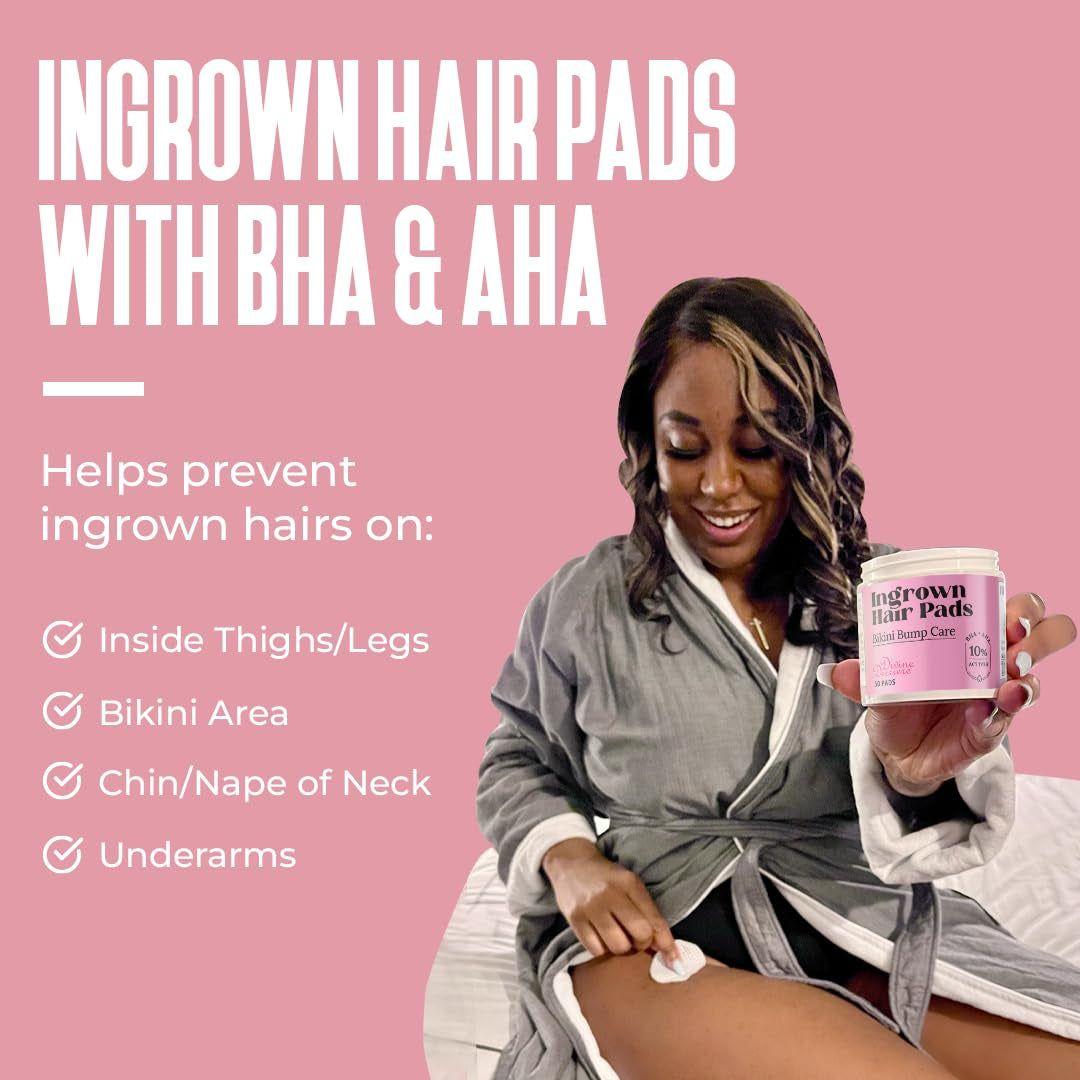 Divine Derriere Ingrown Hair Pads – 50 Pads | Exfoliating Razor Bump & Ingrown Hair Treatment