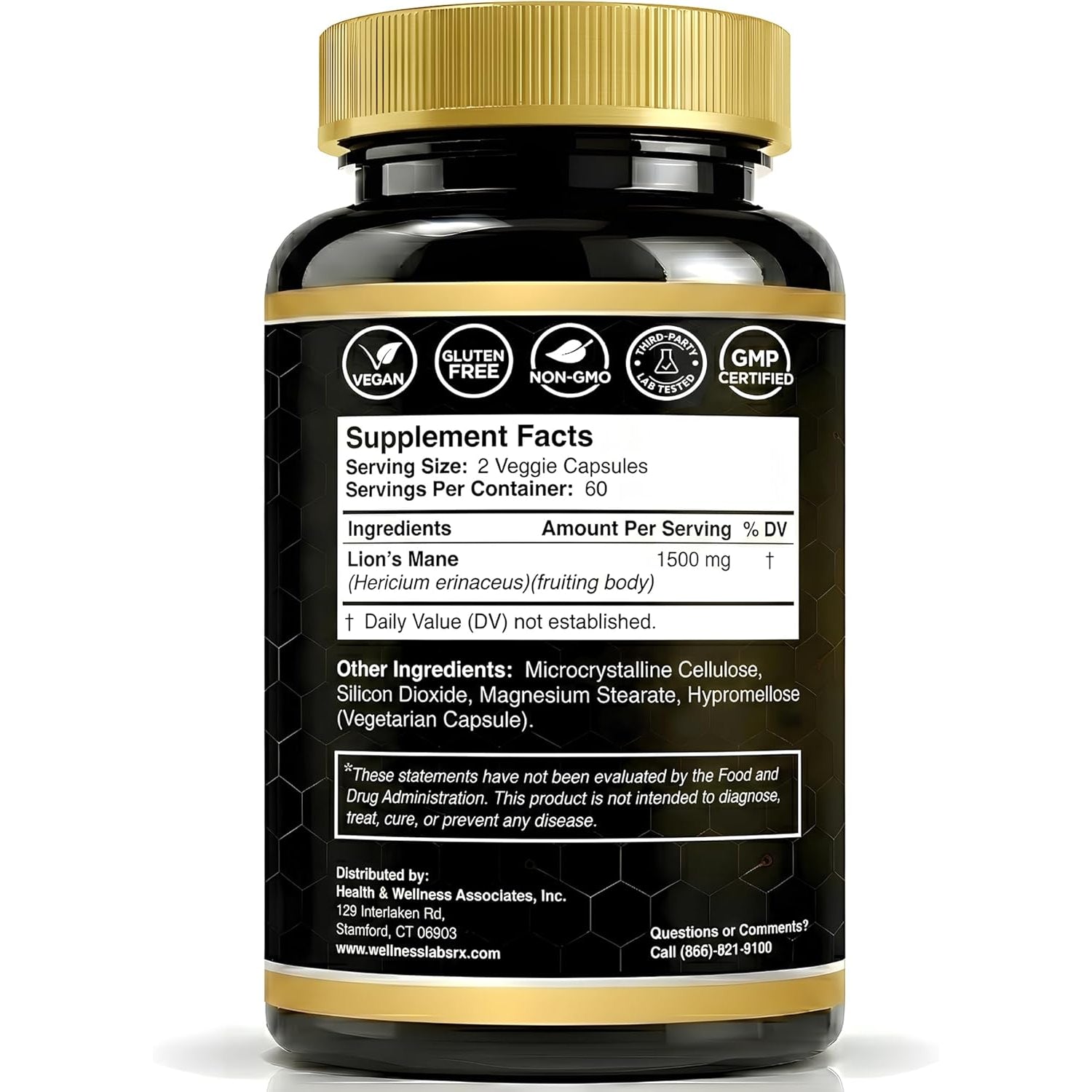 Lions Mane Supplement Capsules - 120 Count - Mushroom Supplement, Brain Supplements for Memory and Focus, Lion'S Mane Mushroom Capsules Organic - Cognitive and Immune Support, Focus Supplement
