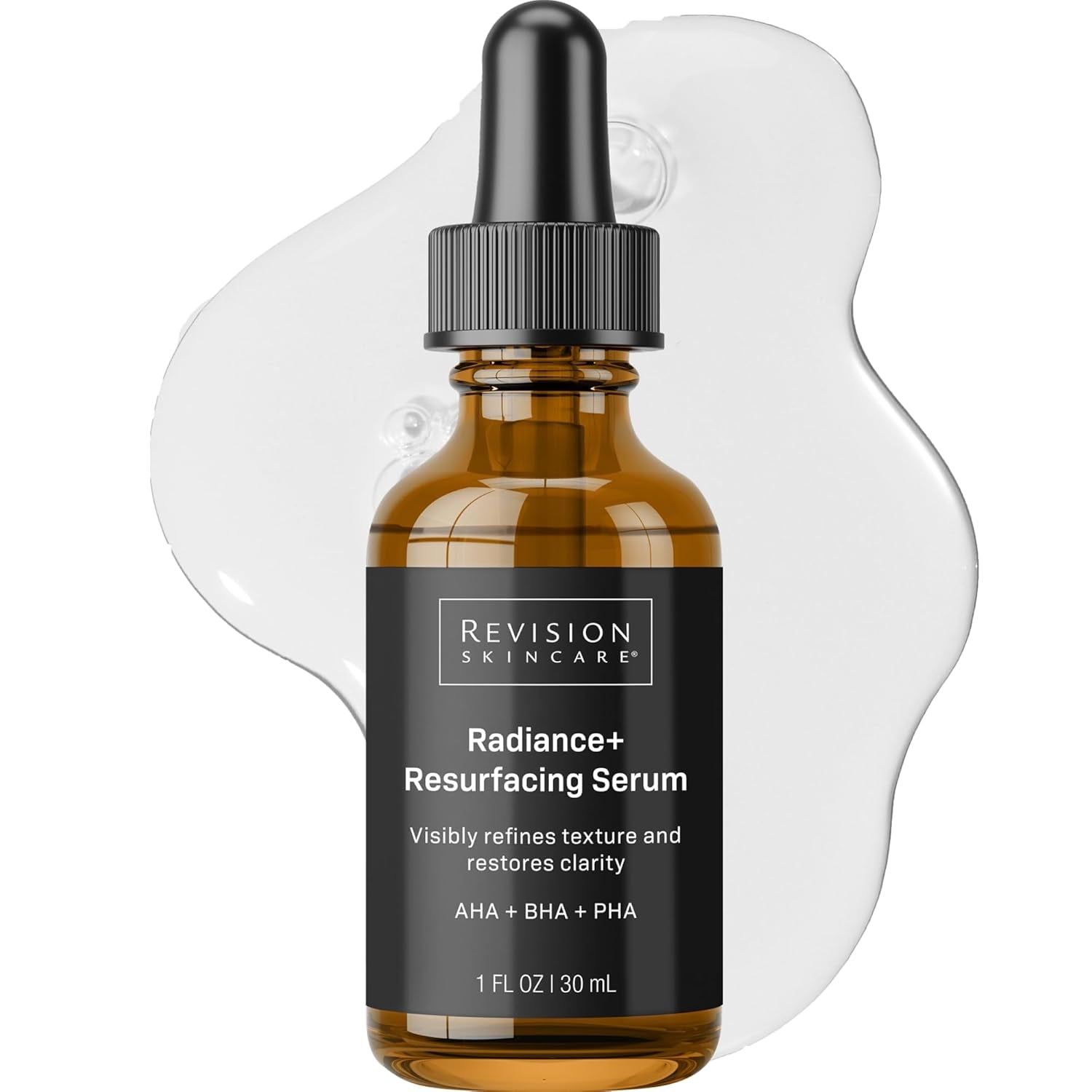 Revison Skincare Radiance+ Resurfacing Serum, Overnight AHA+BHA+PHA Exfoliating Serum with Glycolic Acid & Salicylic Acid | Smooths Uneven Texture, Clears Pores & Brightens Dull Skin, 1Oz