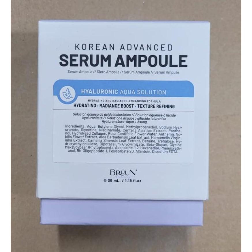 BRÜUN HY - Control Hyaluronic Aqua Solution Ampoule - a Korean Serum Booster for Face to Use as a Skin Care Serum 1.18 Fl.Oz