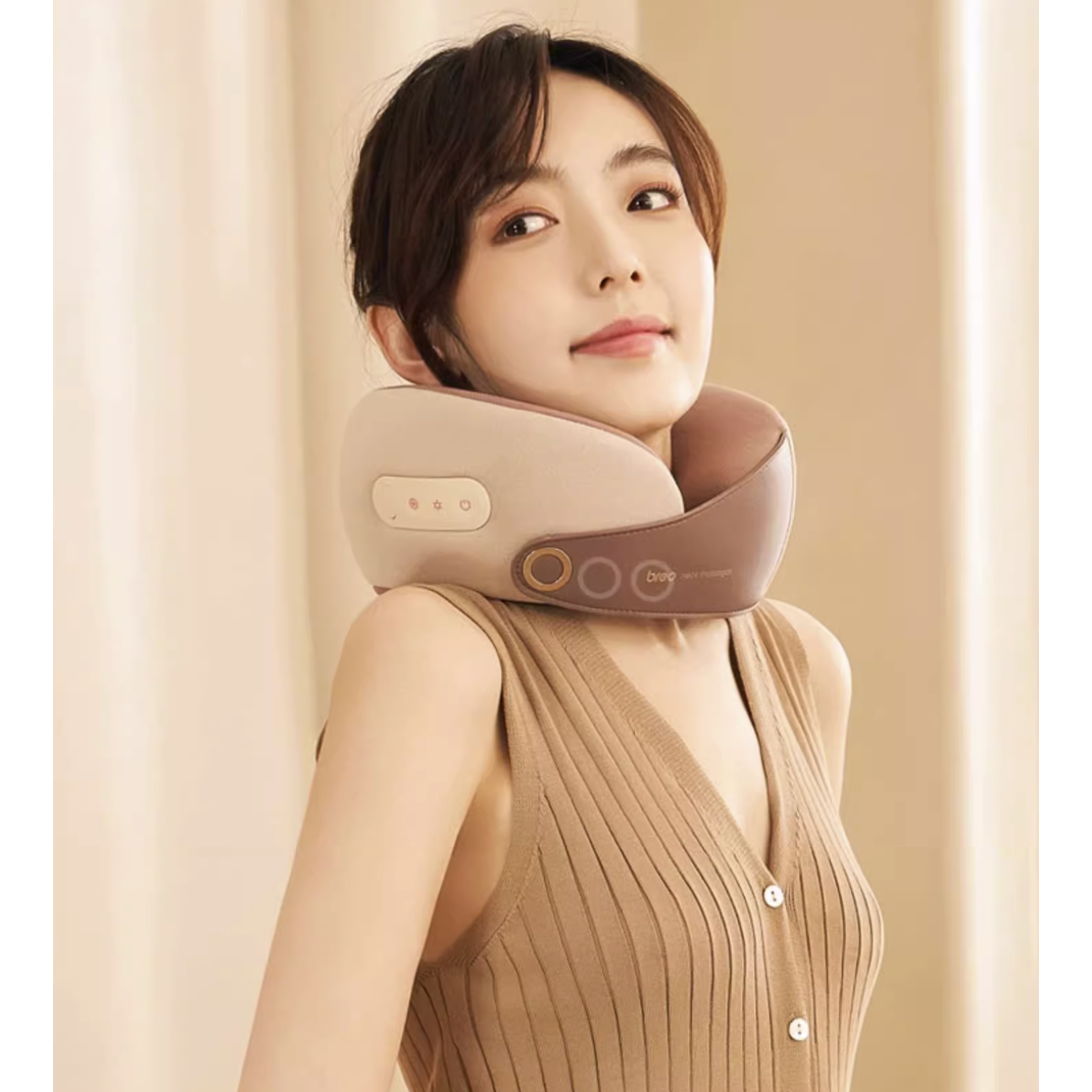 BREO C2 Neck Massager – 4D Wave Kneading, 42°C Infrared Heat & 3 Modes | Hands-Free Cervical Relief