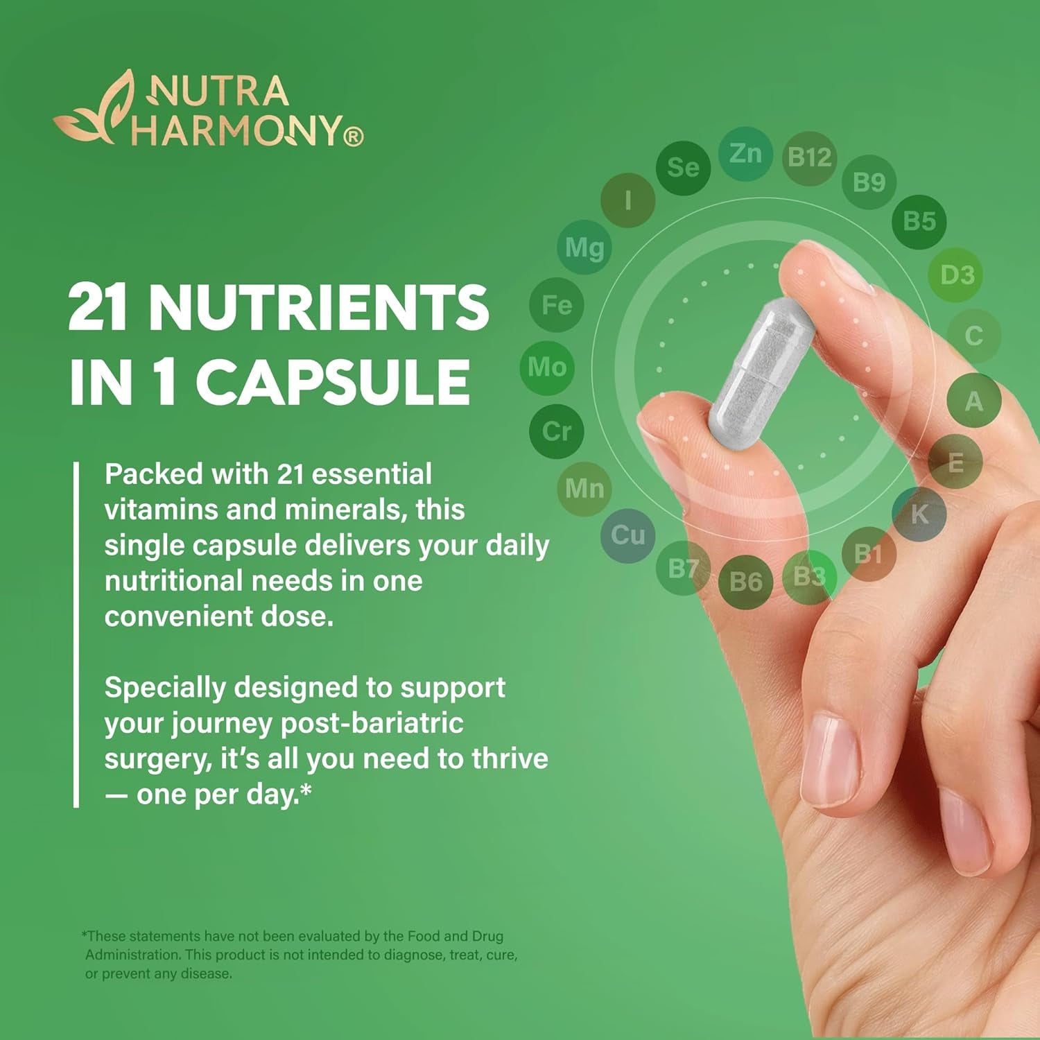 NUTRAHARMONY Bariatric Multivitamin — All-in-One Post-Surgery Supplement | Comprehensive Nutrient Support for Bariatric Patients