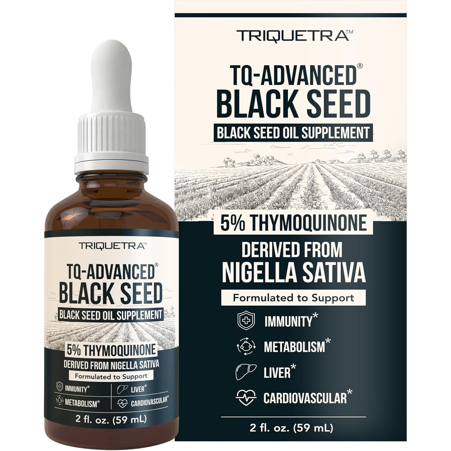 Black Seed Oil Liquid | 5% Thymoquinone - Tq-Advanced® | High Potency - 100 Mg per Serving - 15:1 Concentrate from Nigella Sativa Extract, Raw Form, Vegan Formula, Glass Bottle (30 Servings)