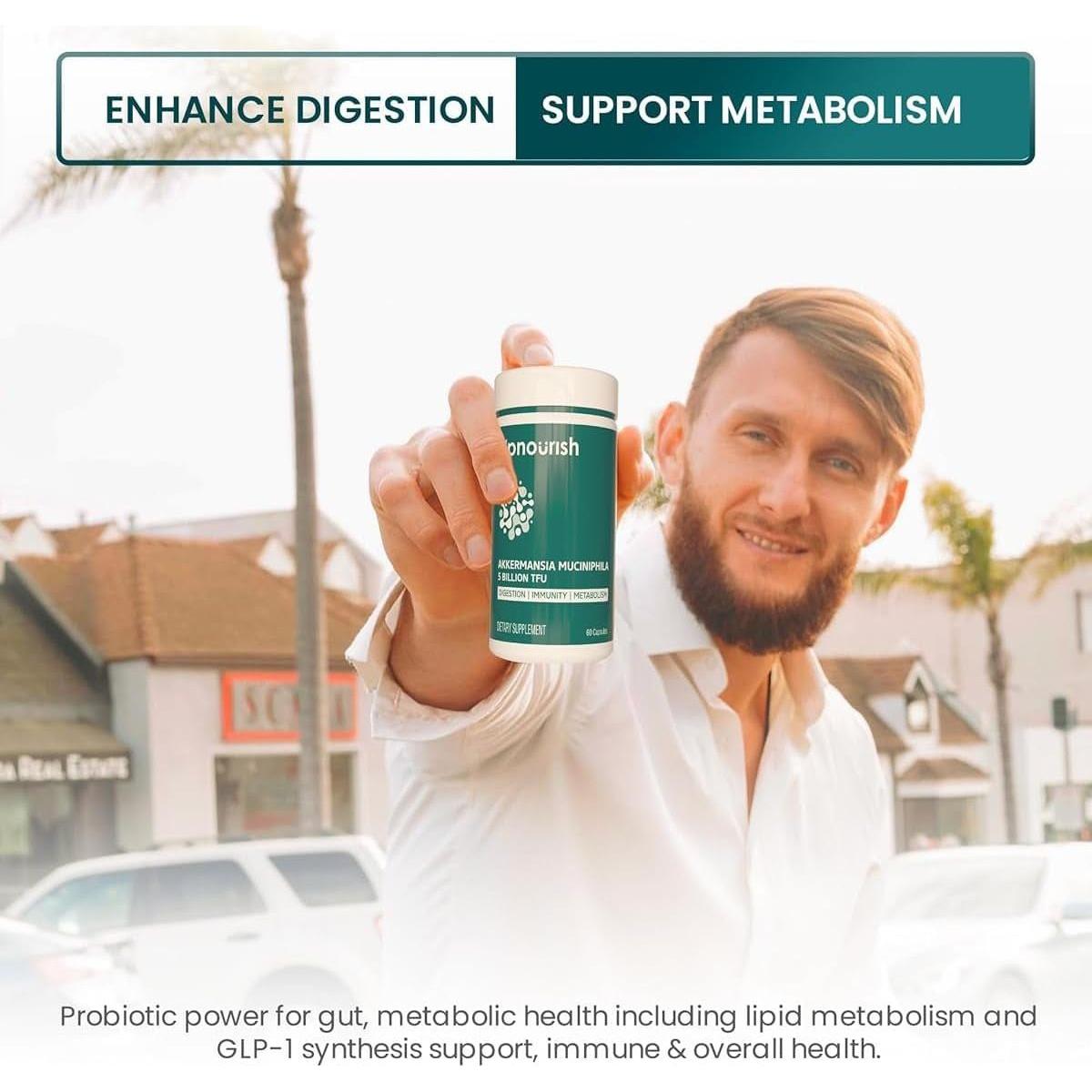 UpNourish Akkermansia Muciniphila – 60 Capsules | Advanced Gut Health & Metabolism Support