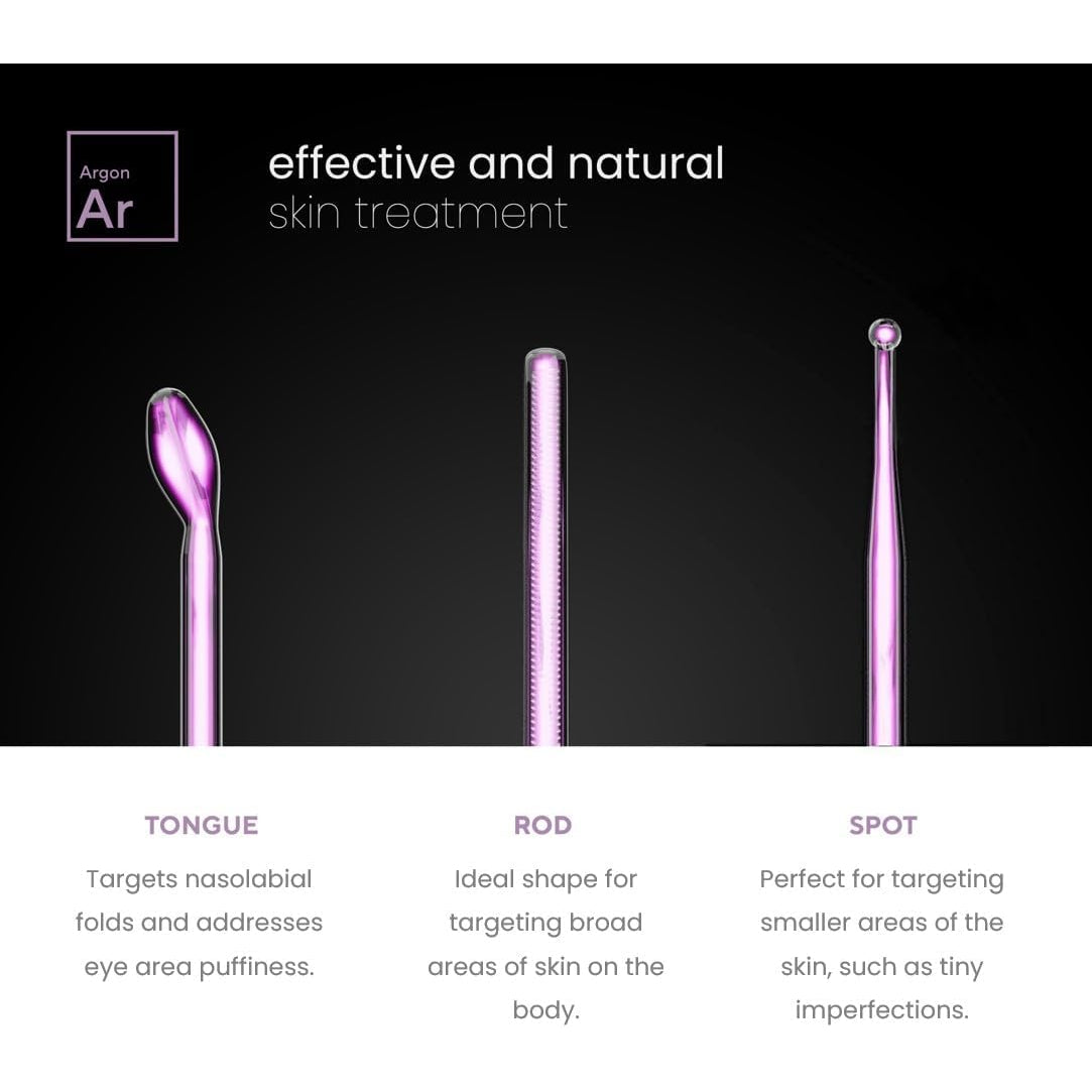 NuDerma Professional Skin Therapy Wand – Neon & Argon High Frequency Device for Clearer, Firmer & Tighter Skin | 6 Wand Attachments