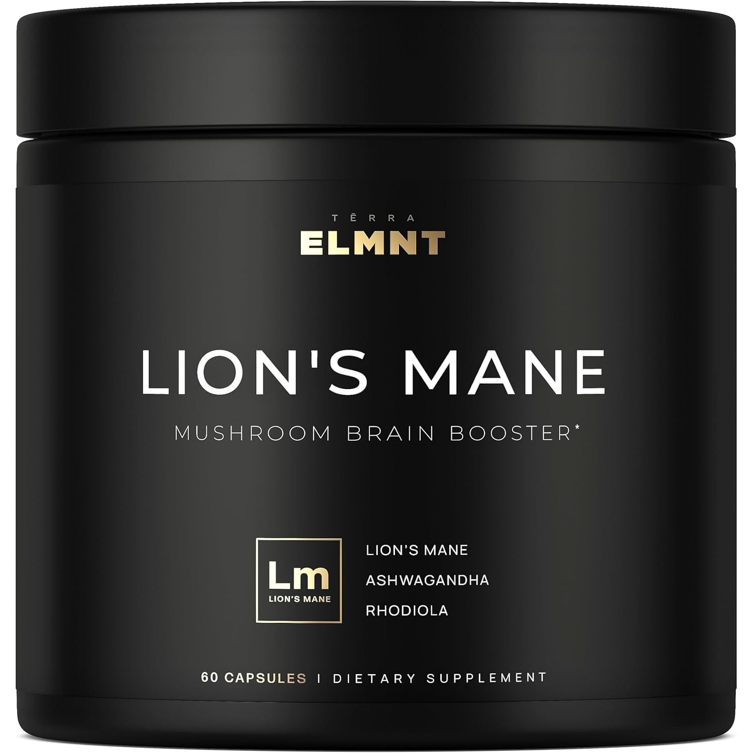 ELMNT 16X Lion's Mane Mushroom Extract – 50% Polysaccharides, Ashwagandha & Rhodiola Nootropic for Memory & Focus | Brain Health Supplement
