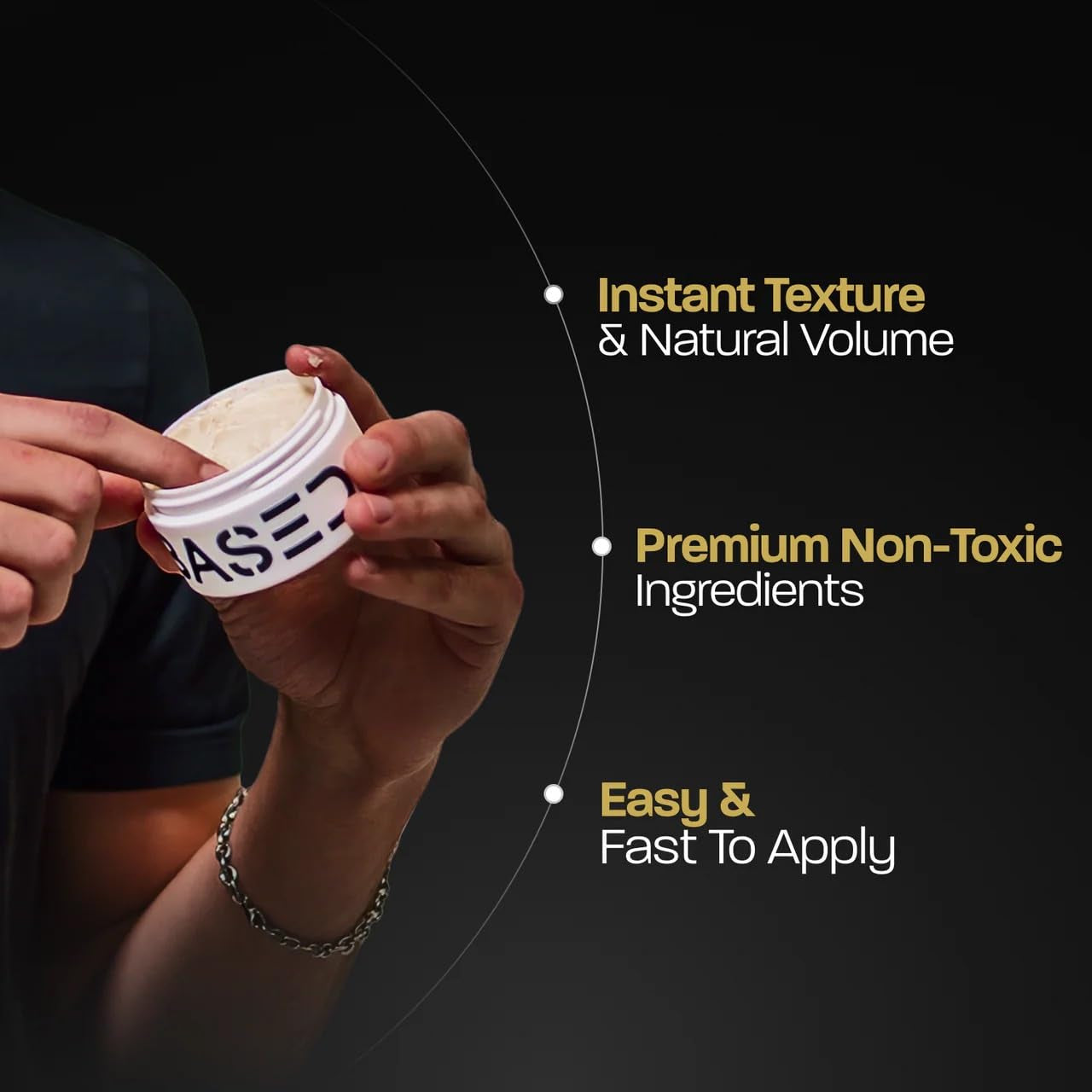 BASED Men's Hair Clay – 85g | Strong Hold & Texturising Finish | Low Shine | Santal Sandalwood | Medium, Thick, Straight & Wavy Hair