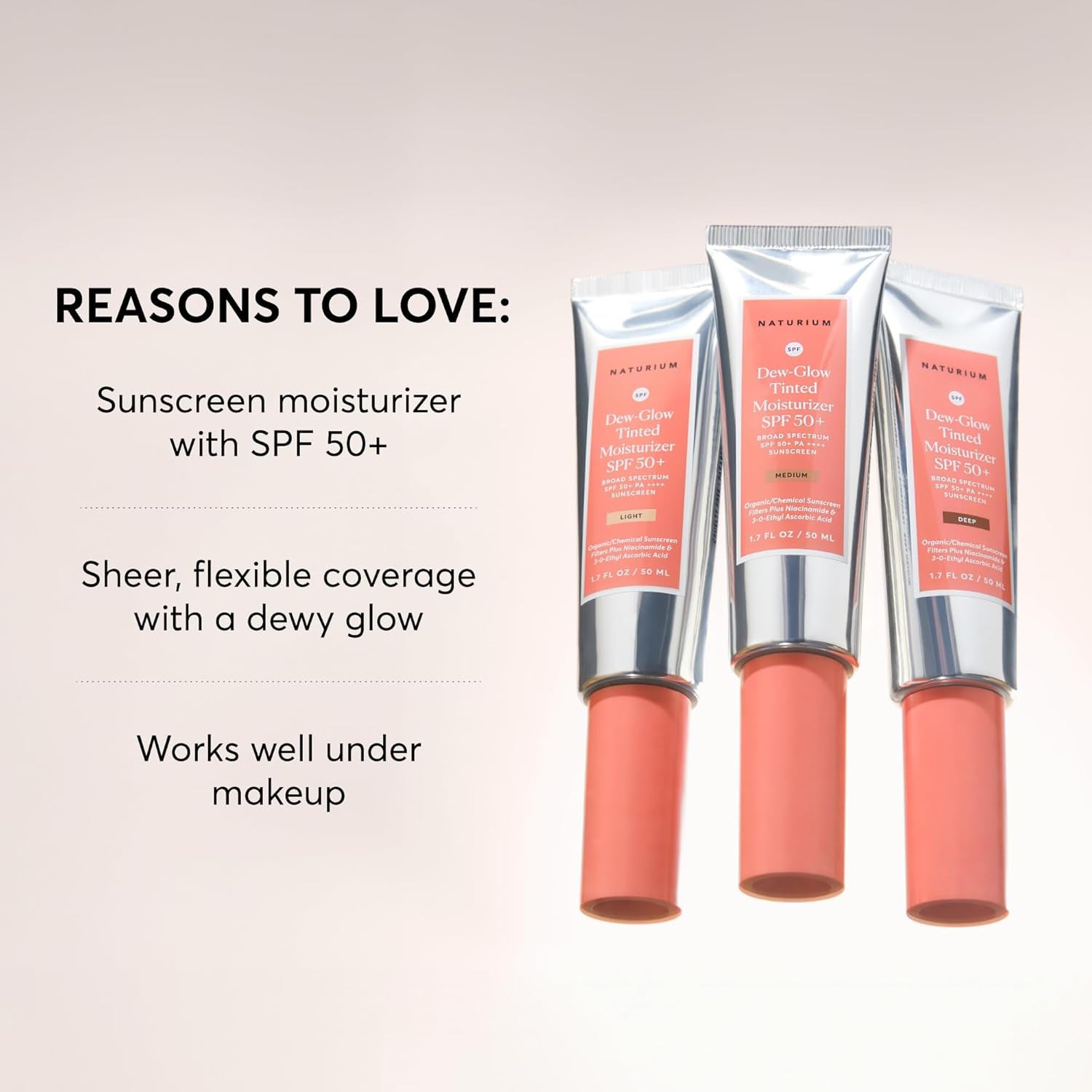Naturium Dew-Glow Tinted Moisturizer SPF 50+ Deep - 50ml