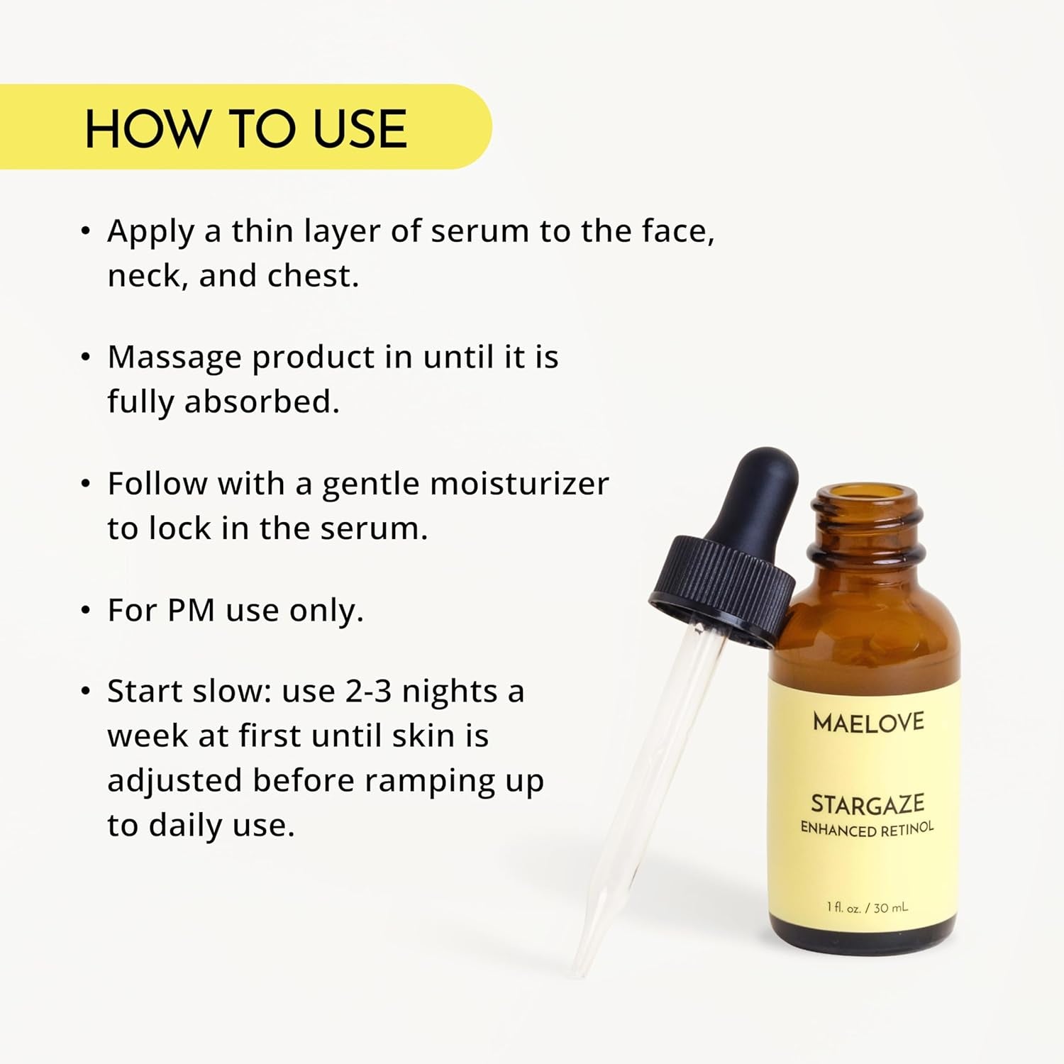MAELOVE Stargaze Enhanced Retinol Serum – 30ml | Gentle Night Treatment for Wrinkles, Dark Spots & Acne-Prone Skin