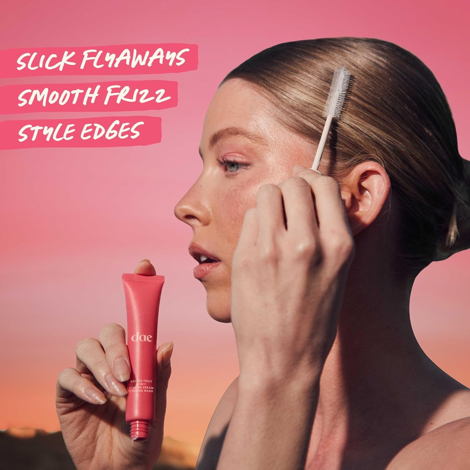 DAE Cactus Fruit 3-In-1 Styling Cream & Taming Wand - Tame Flyaways, Smooth Frizz, Style Edges (0.6 Oz.)