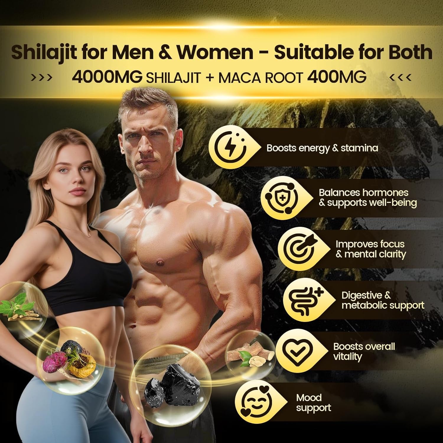 VivoNu Pure Himalayan Shilajit Gummies – 4,000mg | Ashwagandha, Gokshura, Fulvic Acid & 85+ Trace Minerals | Energy & Vitality Support for Men & Women