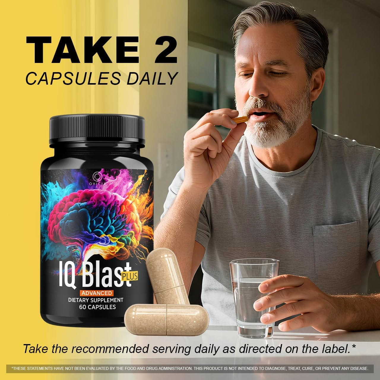 IQ Blast plus - Iqblast plus Capsules Support Advanced Formula Reviews, Iqblastplus Pills Natural Ingredients Memory Support Daily Vitamins for Health and Wellness, 60 Capsules for 1 Month
