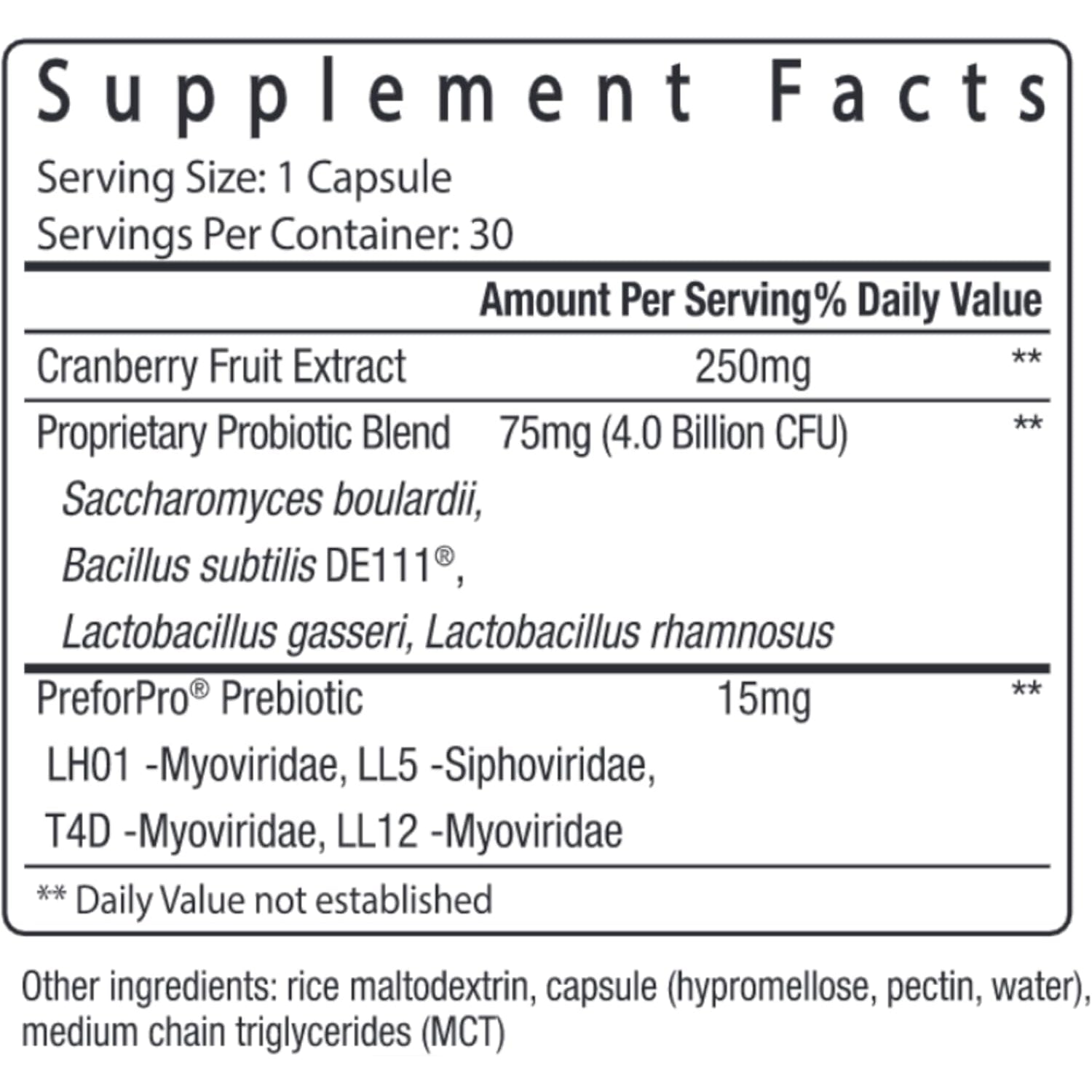 Ph-D Feminine Health Support - Women'S Health Probiotic with Prebiotic Blend, Cranberry Fruit Extract - Oral Supplement - 30 Count