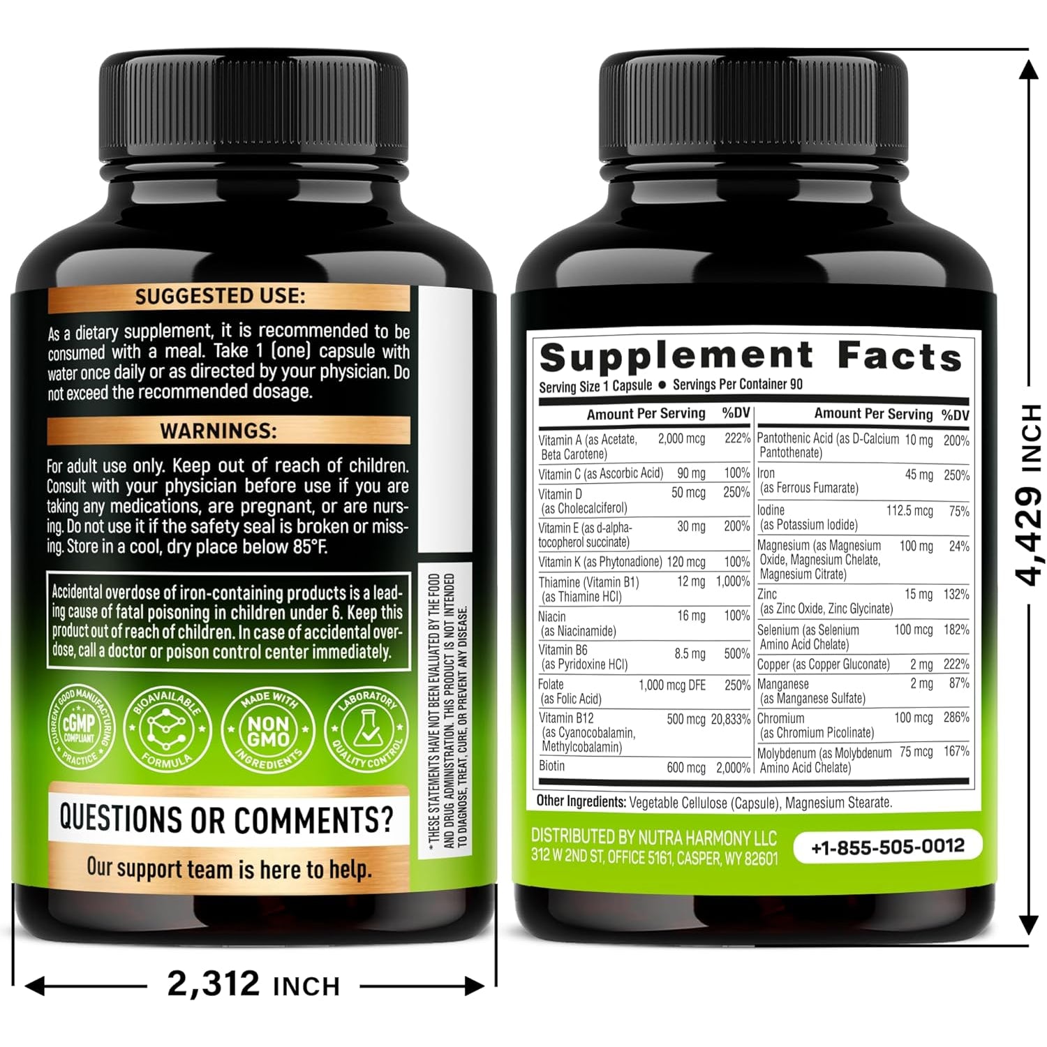 NUTRAHARMONY Bariatric Multivitamin — All-in-One Post-Surgery Supplement | Comprehensive Nutrient Support for Bariatric Patients