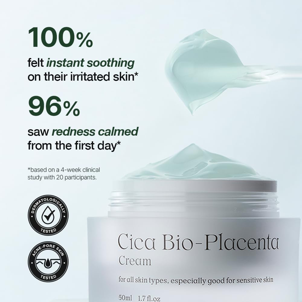 NATURAL DERMA PROJECT NDP Cica Cream - Gel Face Moisturizer for Sunburn Relief, Lightweight Korean Moisturizer for Sensitive Skin, Centella Asiatica, Hydrating, Calming, Soothing (1.7 Fl Oz / 50Ml)