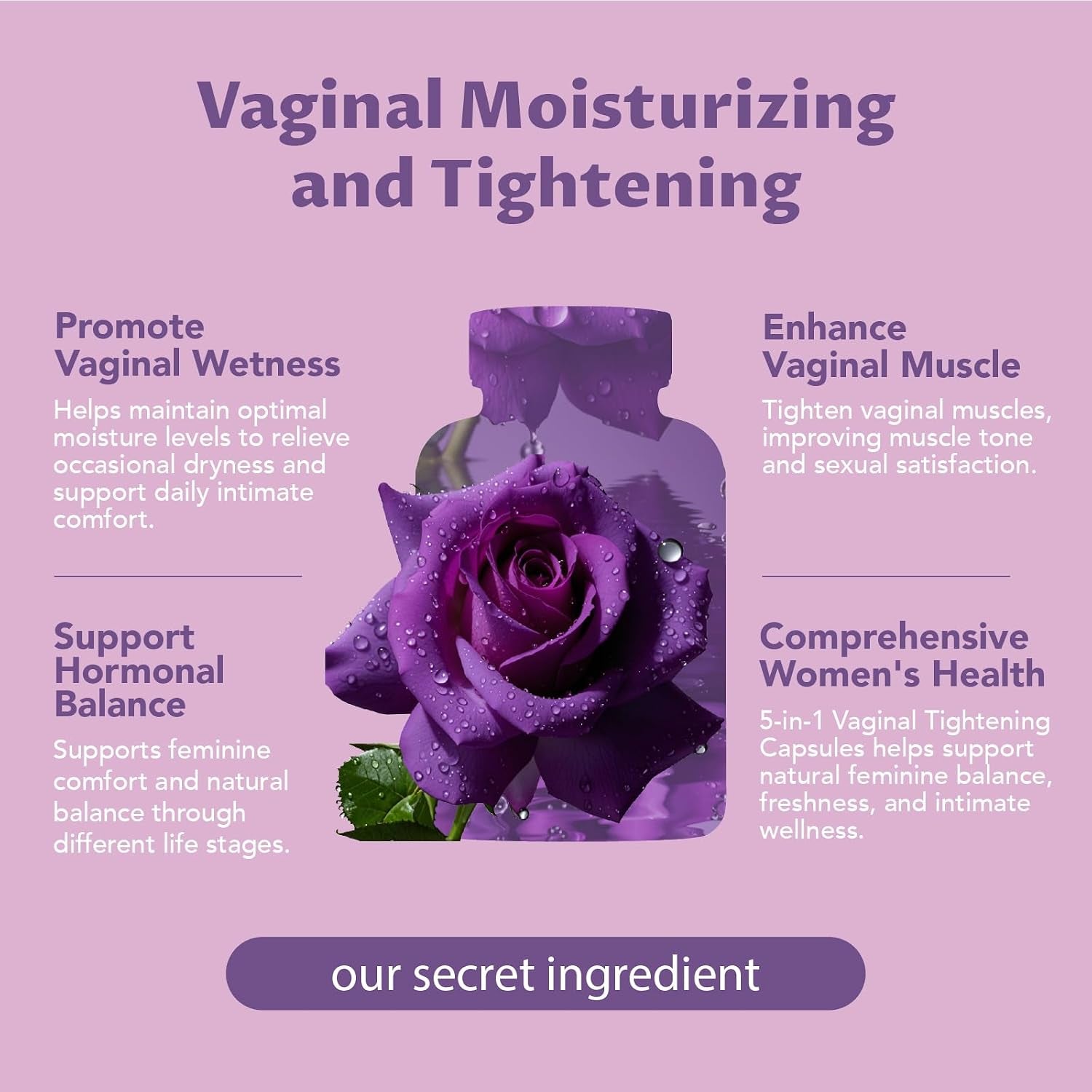 Vaginal Tightening Capsules for Women – Kacip Fatimah, Manjakani & Slippery Elm – Supports Feminine Firmness, Elasticity & Intimate Moisture – 60 Vegan Capsules