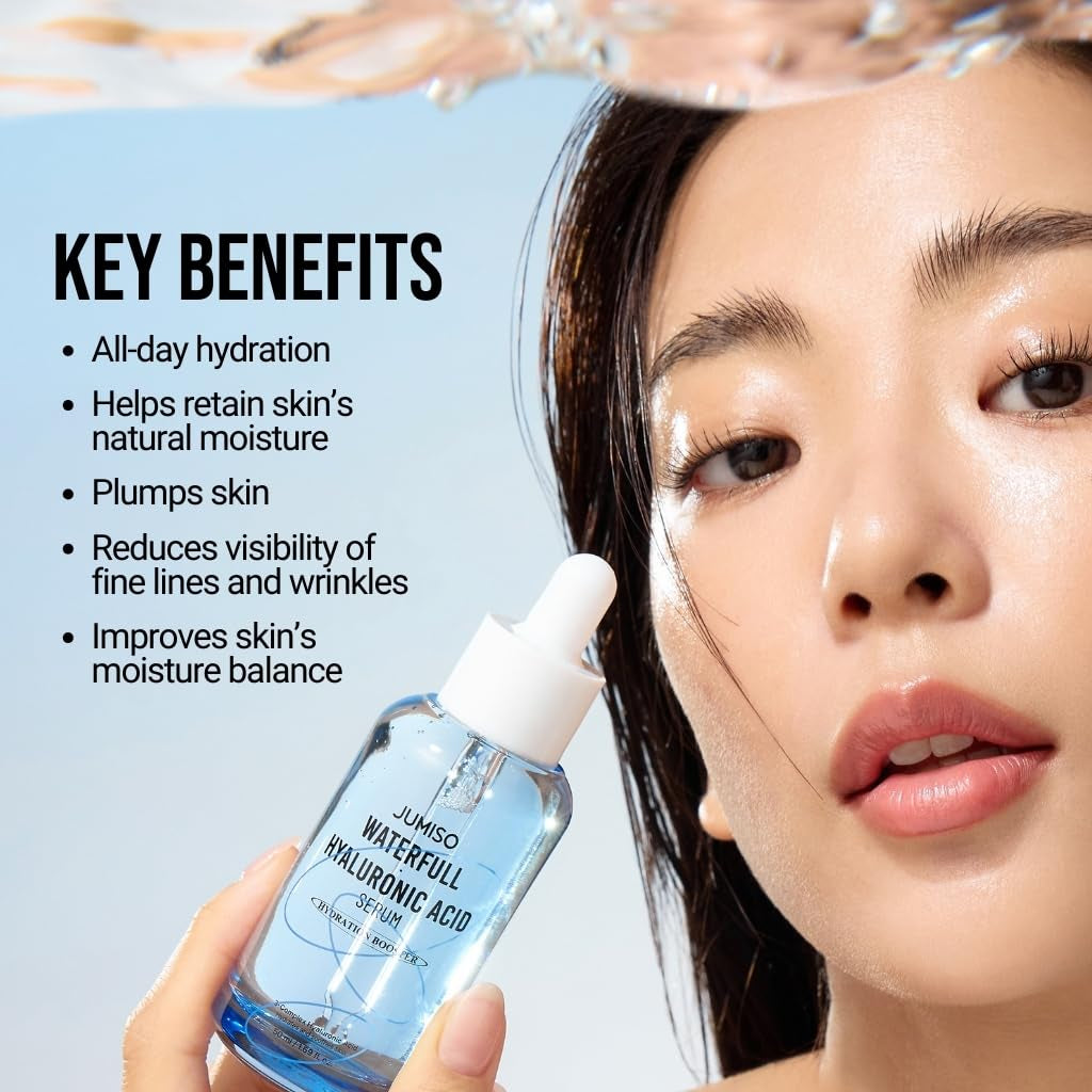 Jumiso Waterfull Hyaluronic Acid Serum 1.69 Fl.Oz / 50Ml | Face Moisturizer, Facial Hydrating Serum for All Skin Types, Moisture Booster for Dry Skin | Vegan, Fragrance-Free