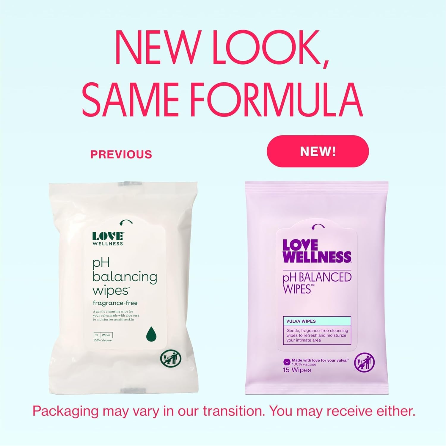 Love Wellness pH Balancing Intimate Wipes – Aloe Vera Vulva Cleanser for pH Balance & Sensitive Skin | Fragrance-Free | Travel 3-Pack