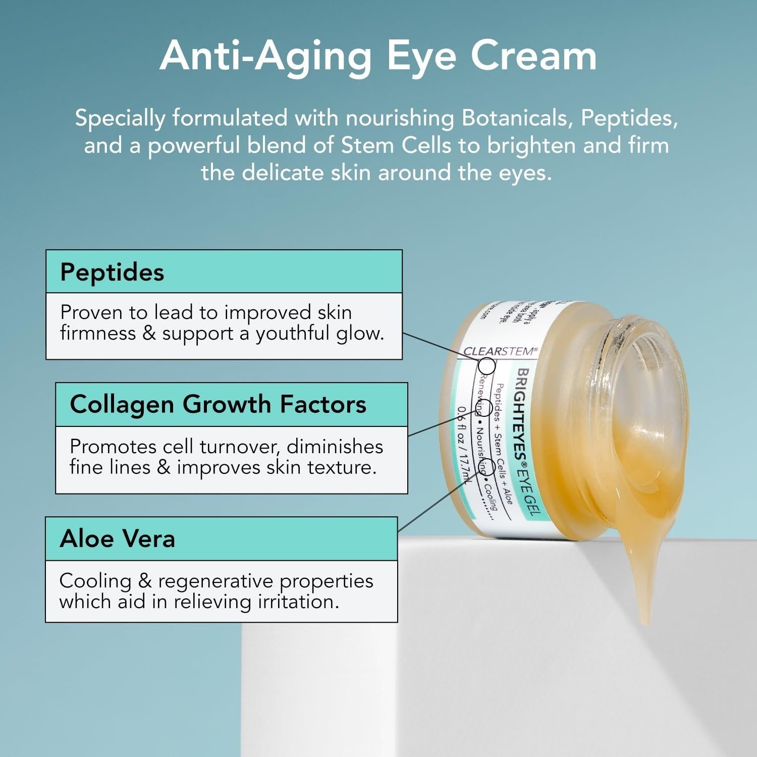 CLEARSTEM BRIGHTEYES® Eye Gel – 17.7ml | Anti-Ageing, De-Puffing & Brightening Eye Treatment