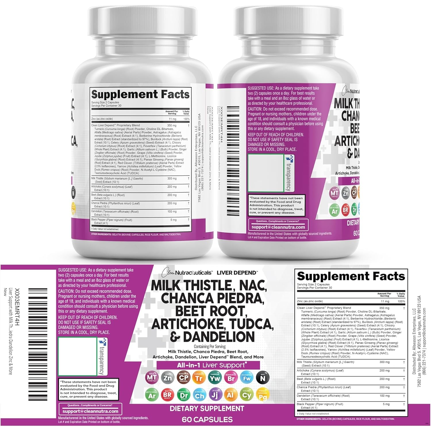 Clean Nutraceuticals Liver Cleanse & Detox Complex – 60 Capsules | Milk Thistle, NAC, TUDCA, Choline & Artichoke | Liver Support & Repair Blend