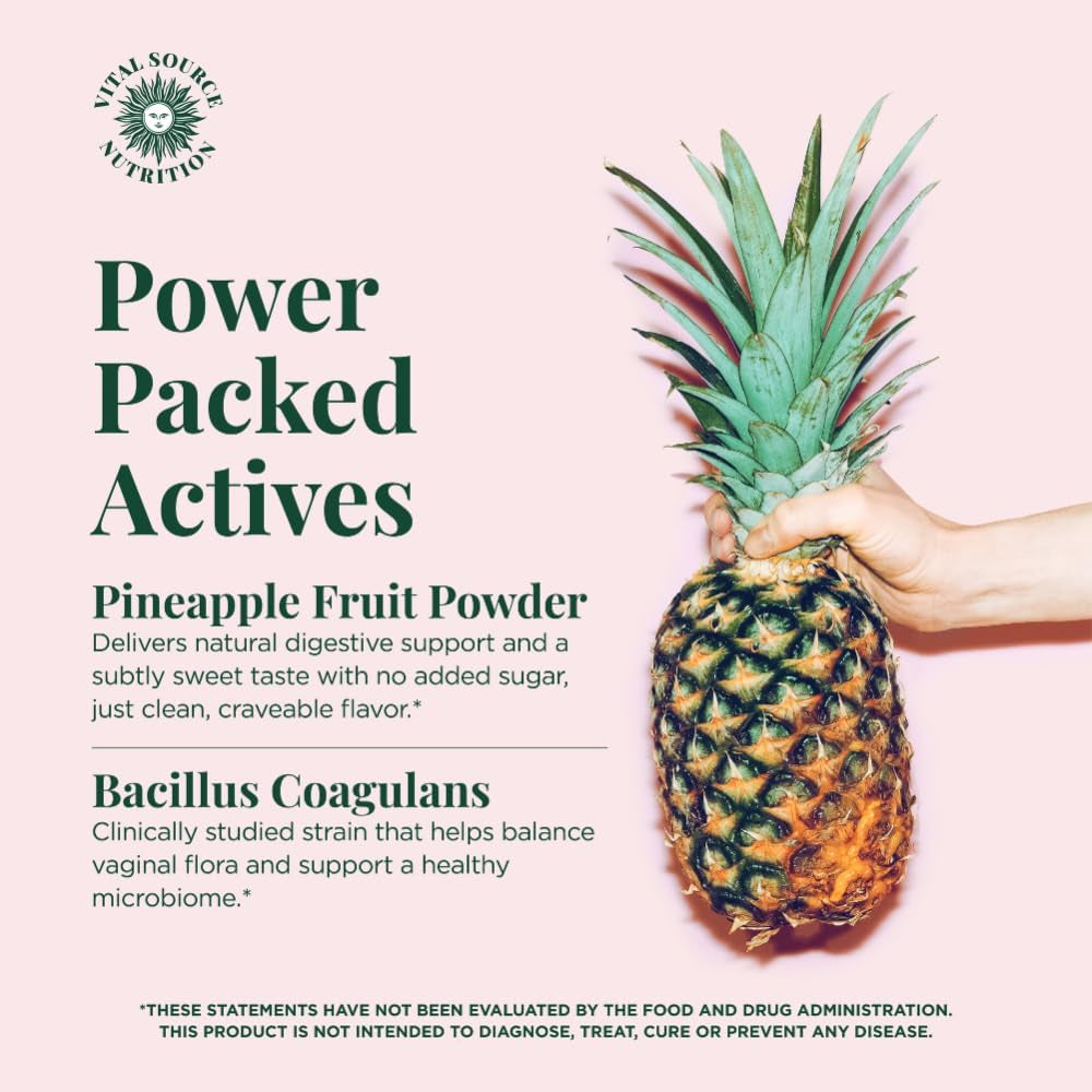 Vital Source Nutrition Women's Vaginal Probiotic Gummies – 60 Count | Hawaiian Pineapple | pH Balance, Vaginal Flora & Immune Defence Support | Vegan & Gluten-Free