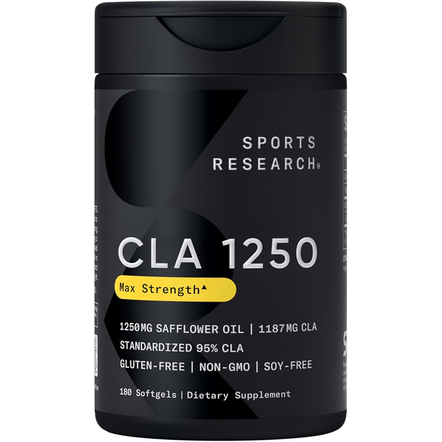 Sports Research CLA - 1250Mg with Active Conjugated Linoleic Acid for Men and Women | Non-Gmo, Soy & Gluten Free - 95% (180 Softgels)…