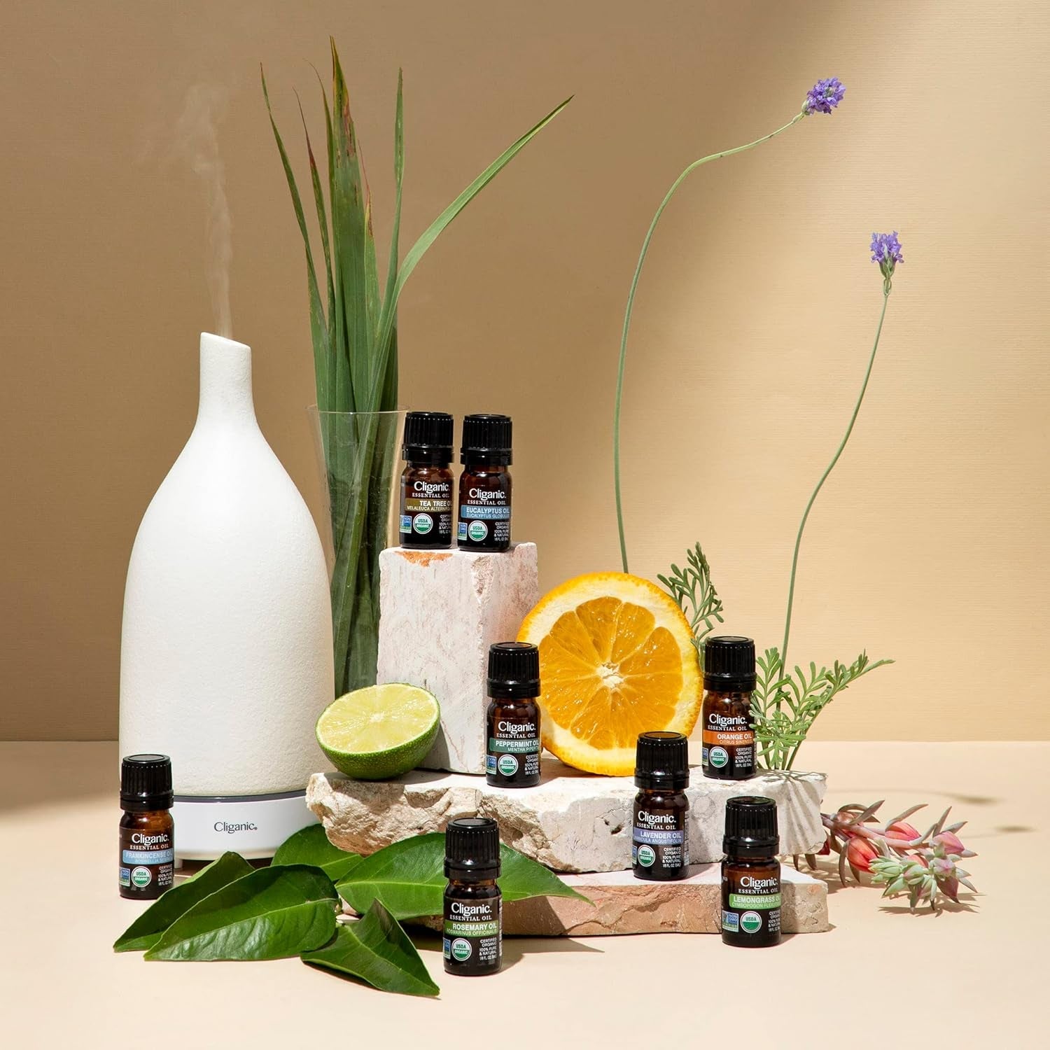 Cliganic Organic Essential Oils Aromatherapy Set – 12x10ml | Certified Organic, 100% Pure & Therapeutic-Grade Oils for Diffuser, Home & Wellness