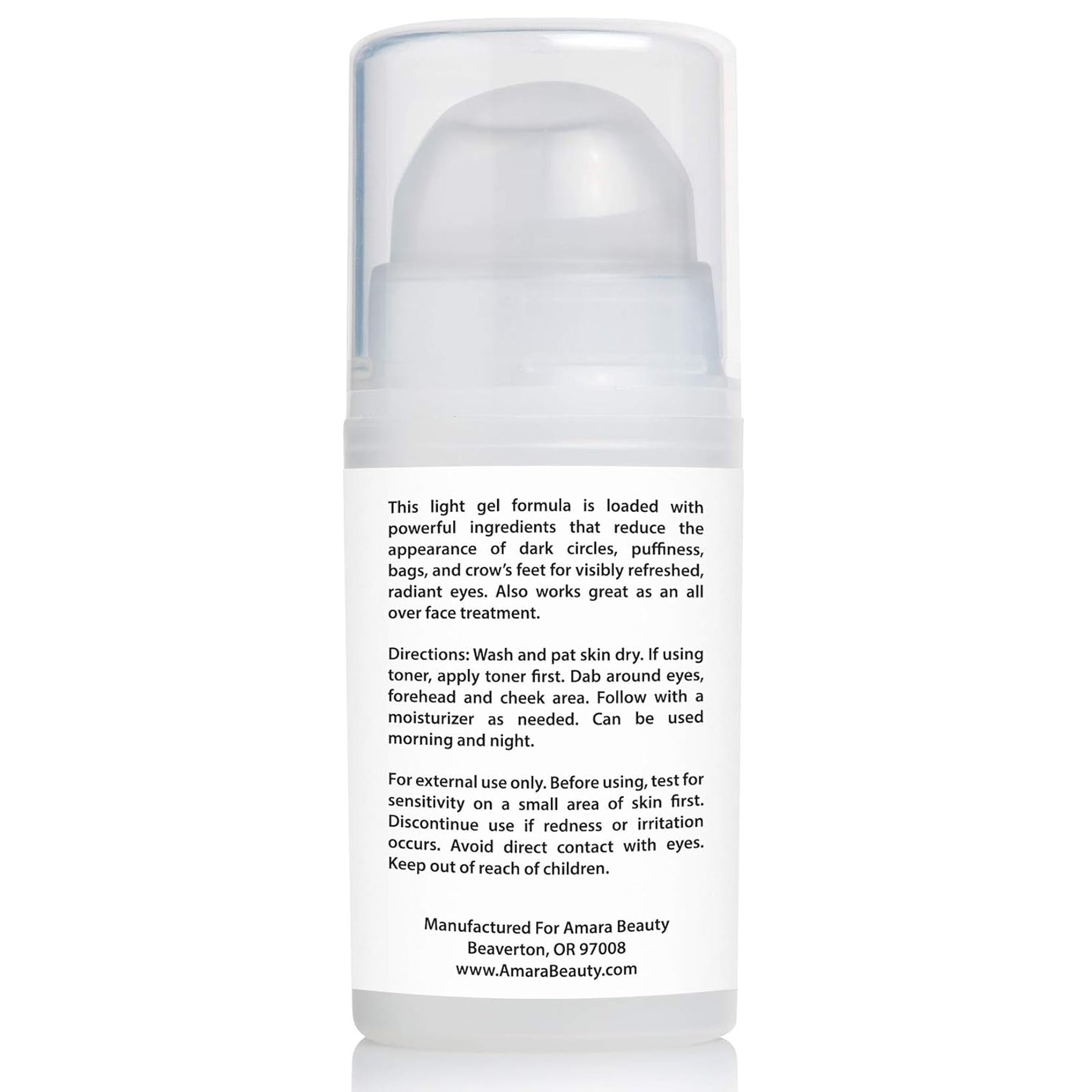 Amara Beauty Eye Cream Gel for Dark Circles and Puffiness with Peptides & Hyaluronic Acid, 0.5 Fl. Oz.